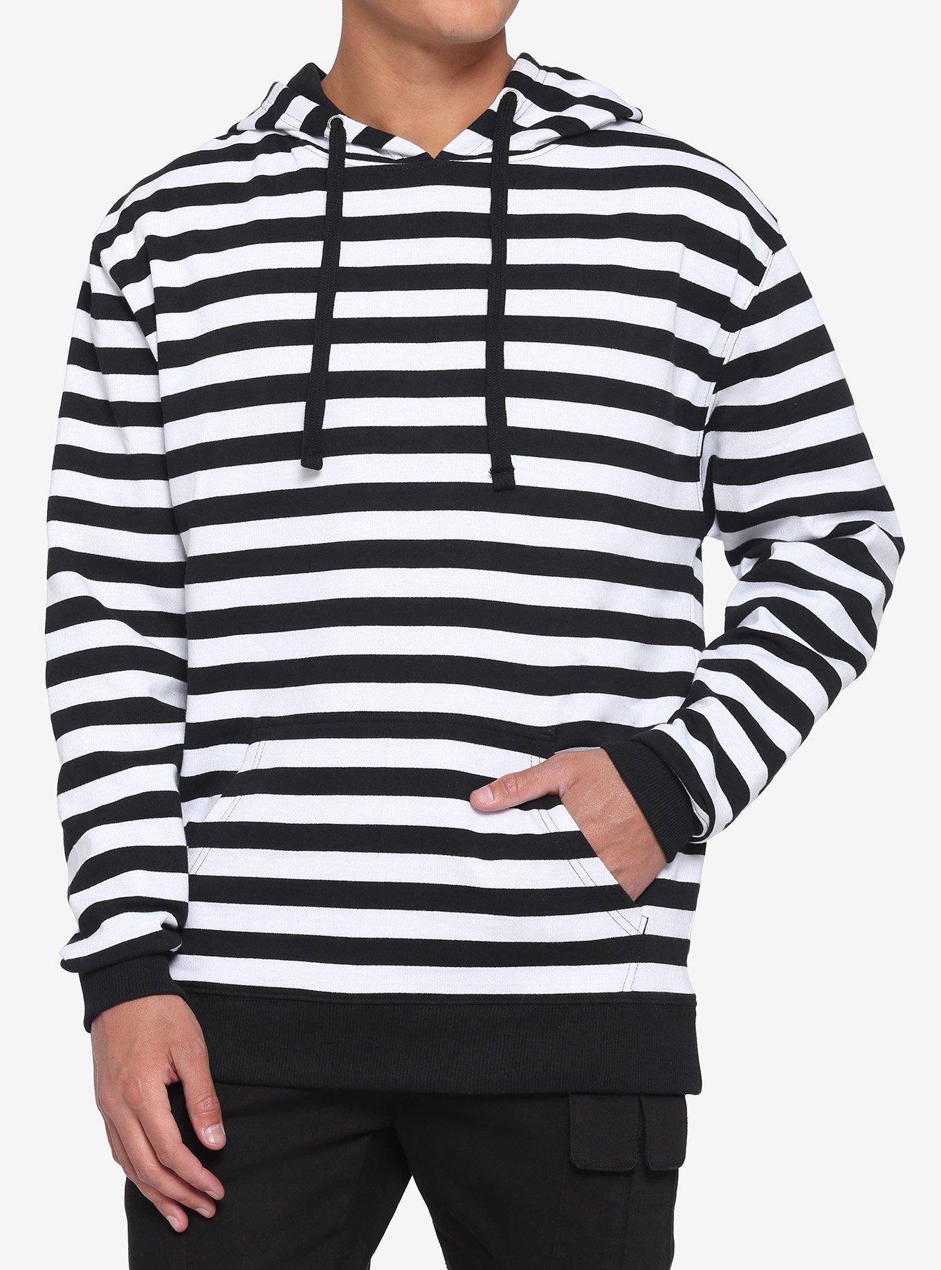 Black hoodie cheap with white stripes