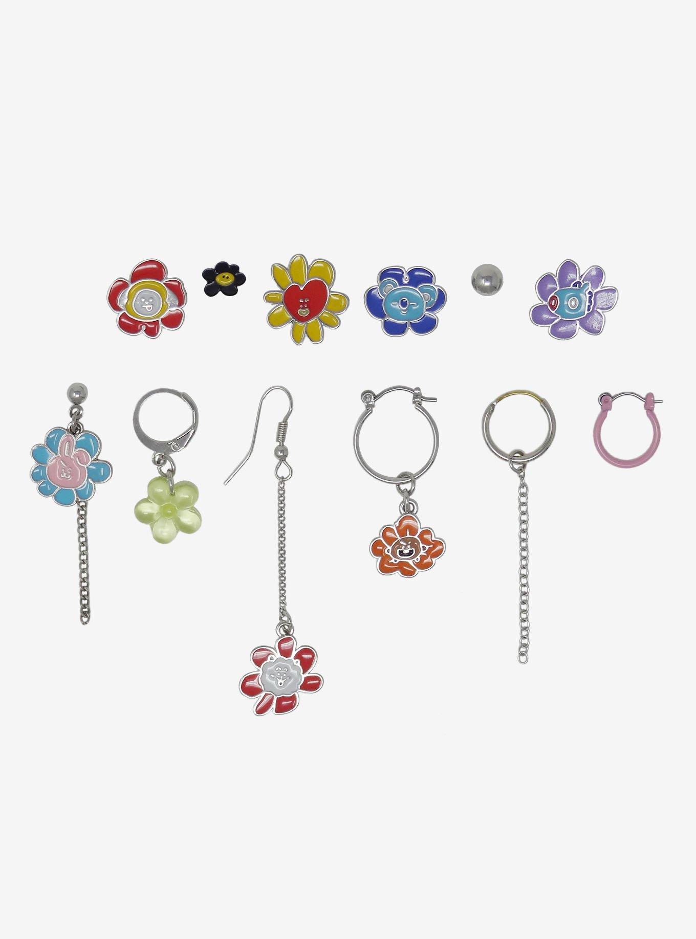 BT21 Floral Mismatch Earring Set, , hi-res