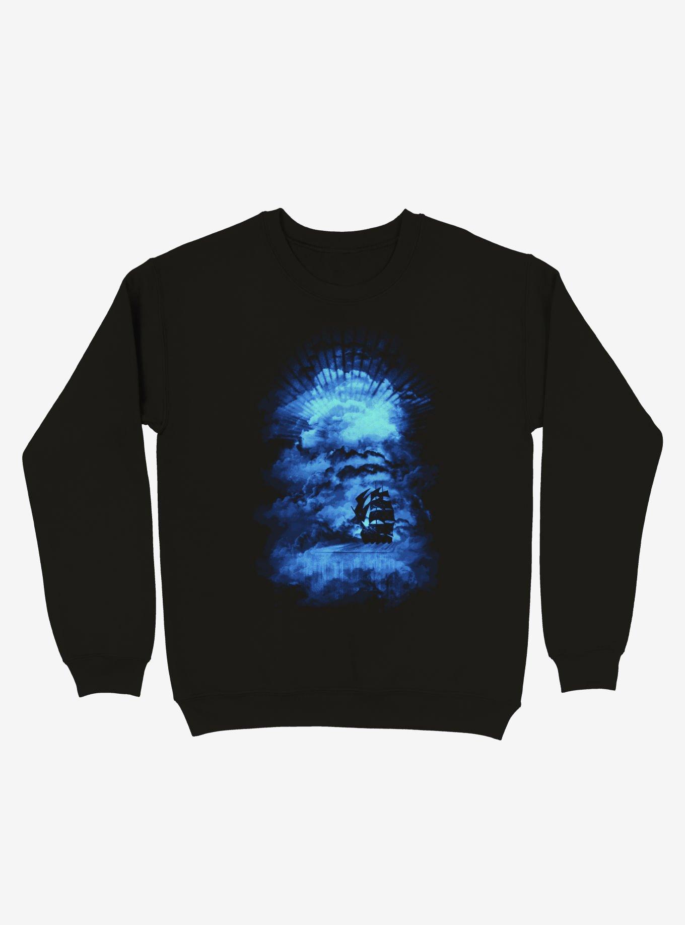 Ship Sailing To The End Of The Bright World Black Sweatshirt, , hi-res