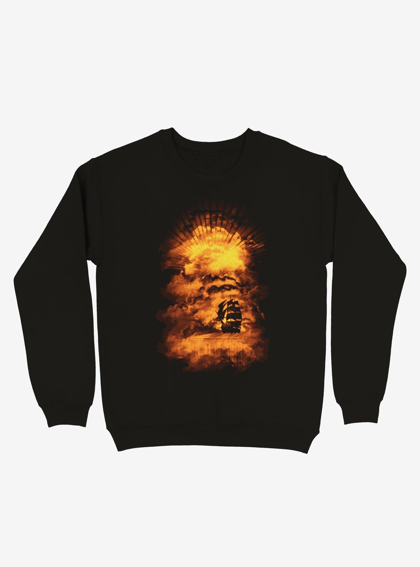 Ship Sailing To The End Of The World Black Sweatshirt, BLACK, hi-res
