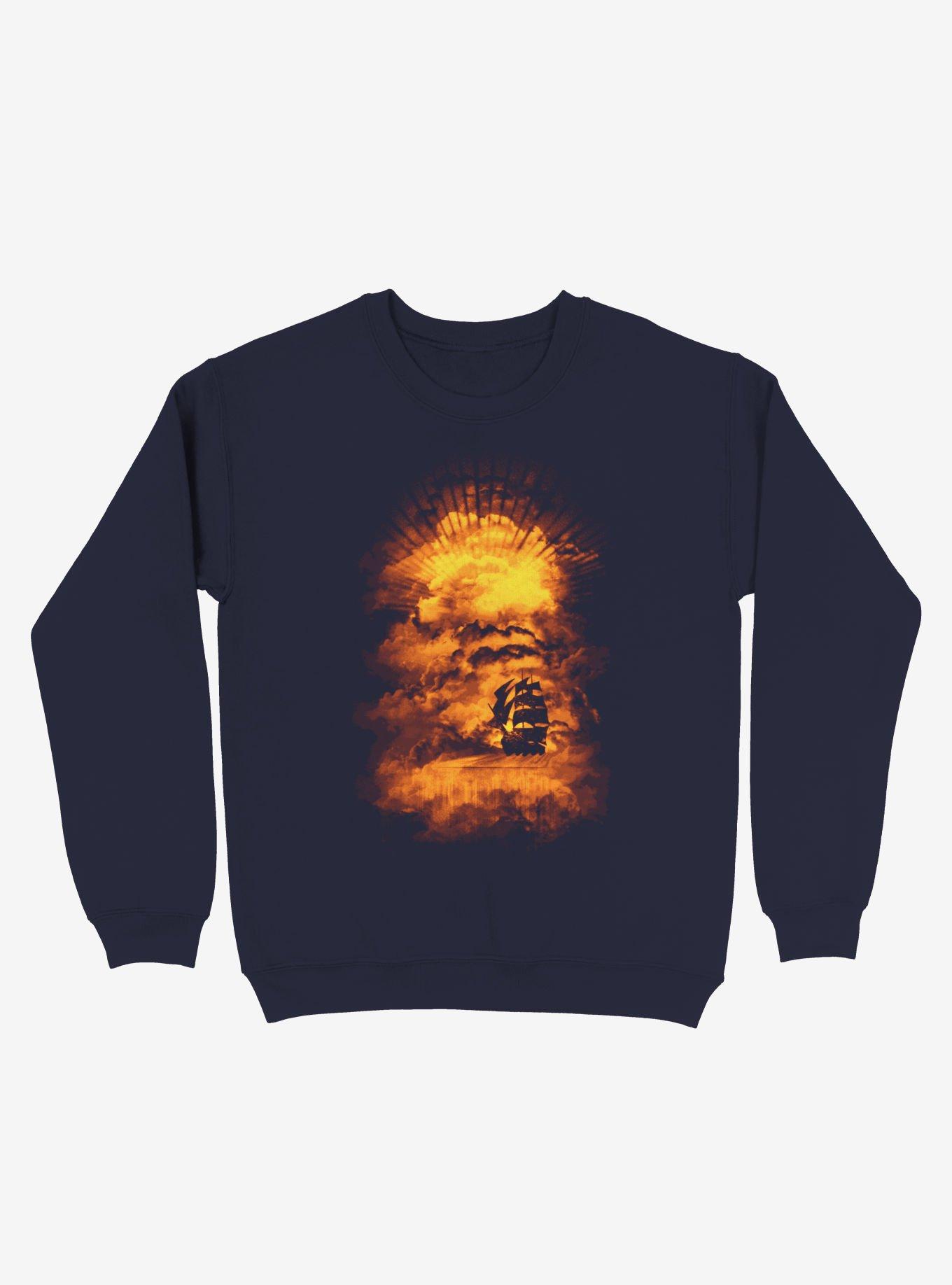 Ship Sailing To The End Of The World Navy Blue Sweatshirt, , hi-res