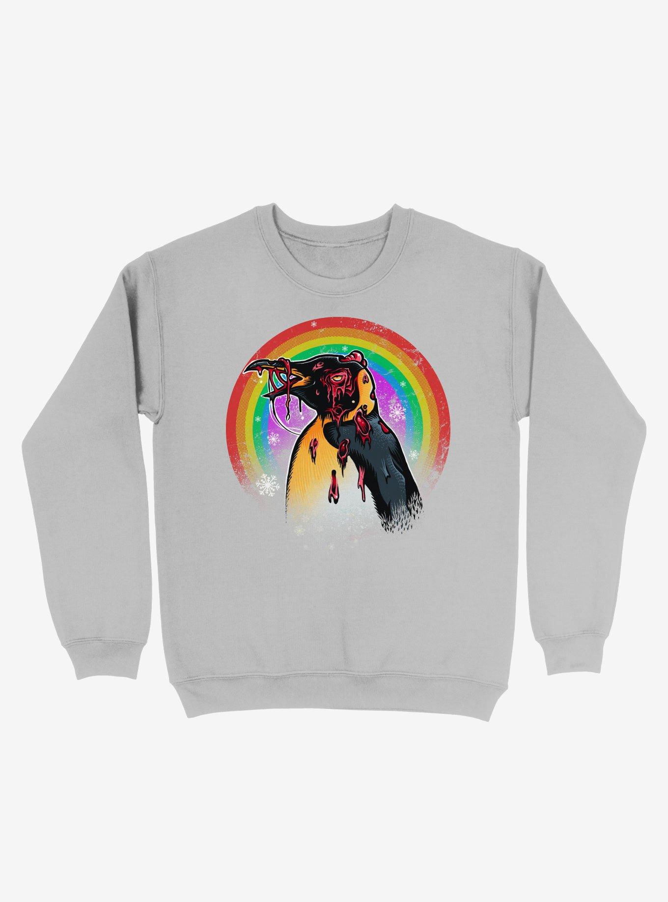 Zombie Blood Rainbow Penguin Silver Sweatshirt, , hi-res