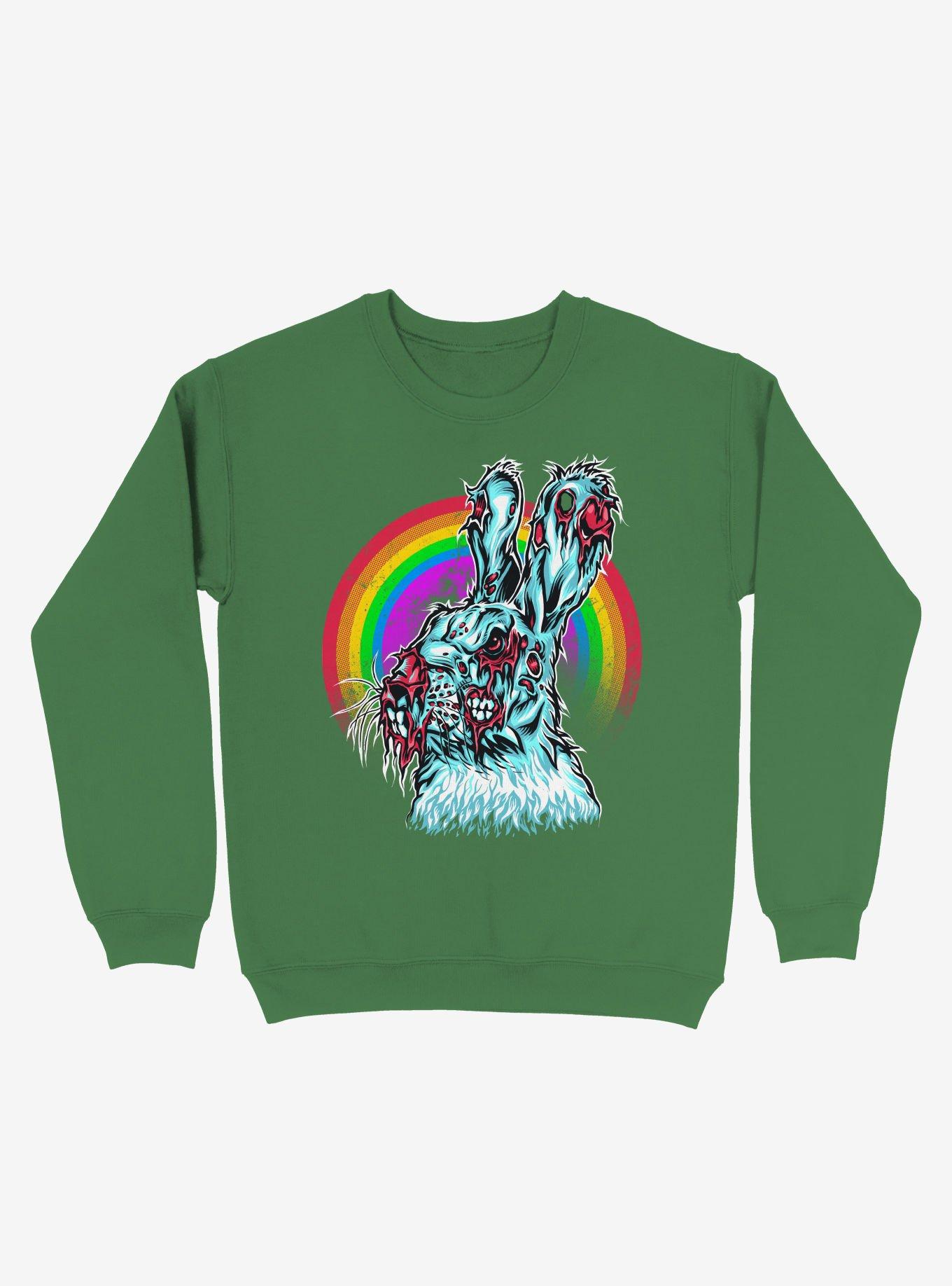 Zombie Blood Rainbow Rabbit Kelly Green Sweatshirt, KELLY GREEN, hi-res