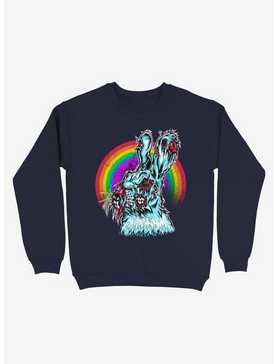 Zombie Blood Rainbow Rabbit Navy Blue Sweatshirt, , hi-res