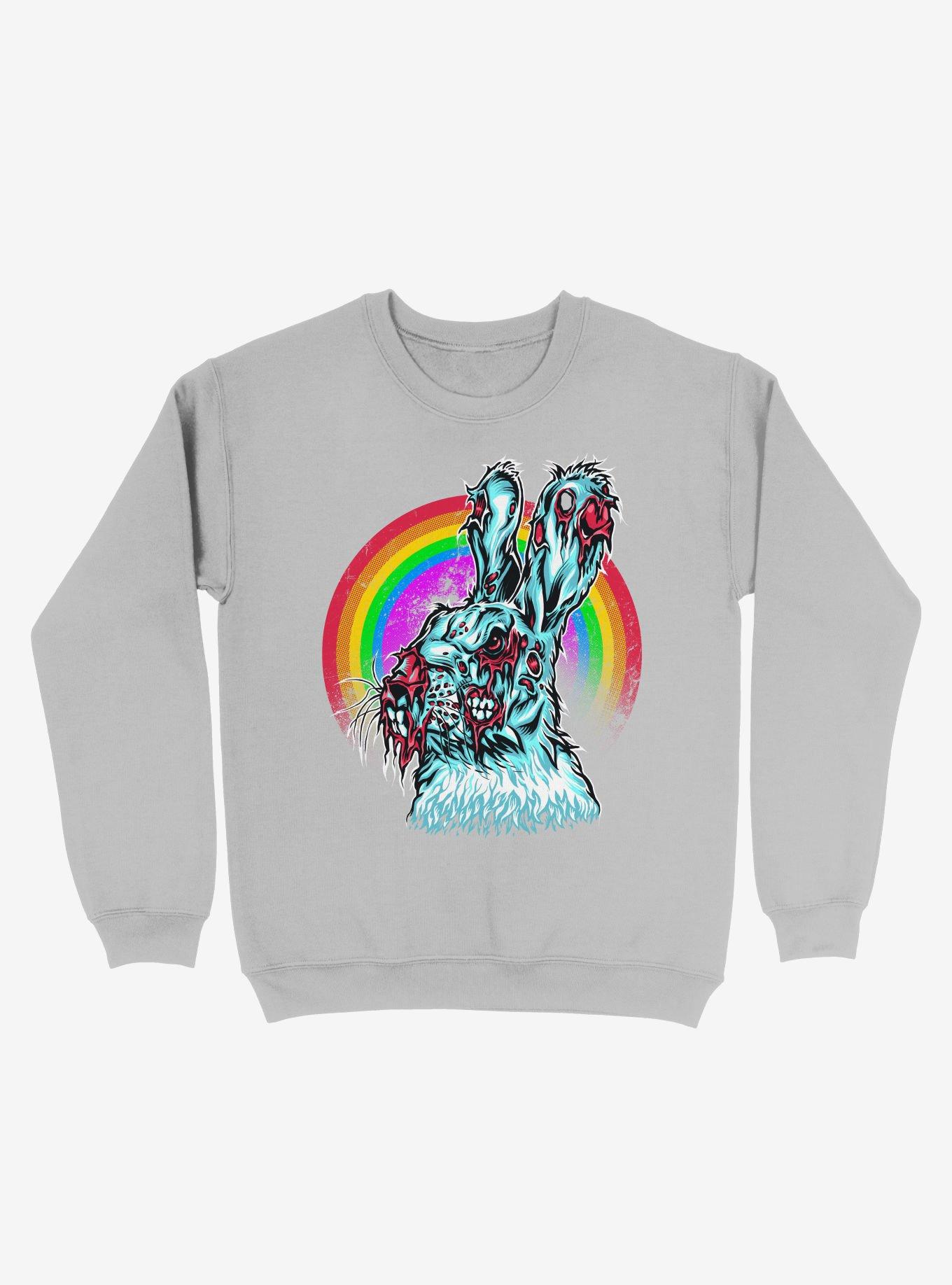 Zombie Blood Rainbow Rabbit Silver Sweatshirt, SILVER, hi-res