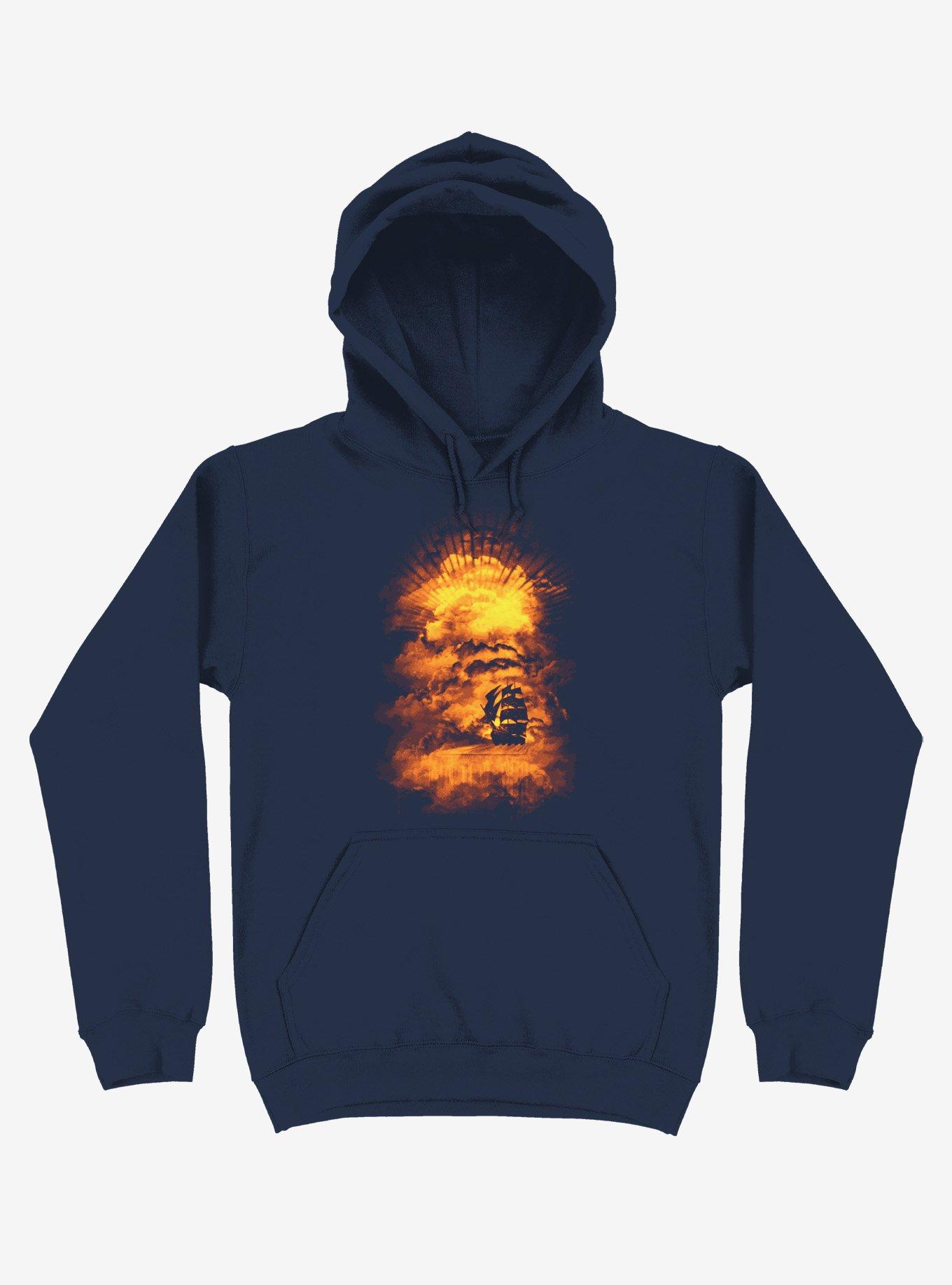 Ship Sailing To The End Of The World Navy Blue Hoodie, NAVY, hi-res