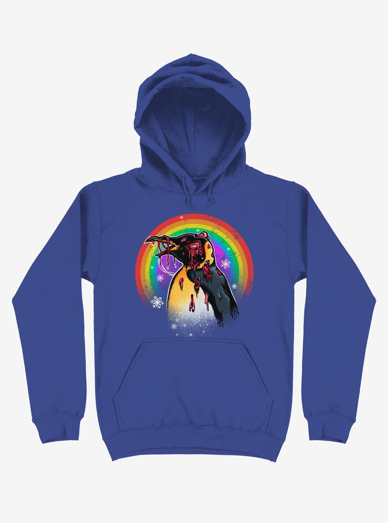 Zombie Blood Rainbow Penguin Royal Blue Hoodie, ROYAL, hi-res