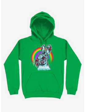 Zombie Blood Rainbow Rabbit Irish Green Hoodie, , hi-res