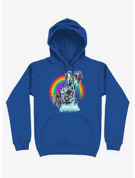 Zombie Blood Rainbow Rabbit Royal Blue Hoodie, , hi-res