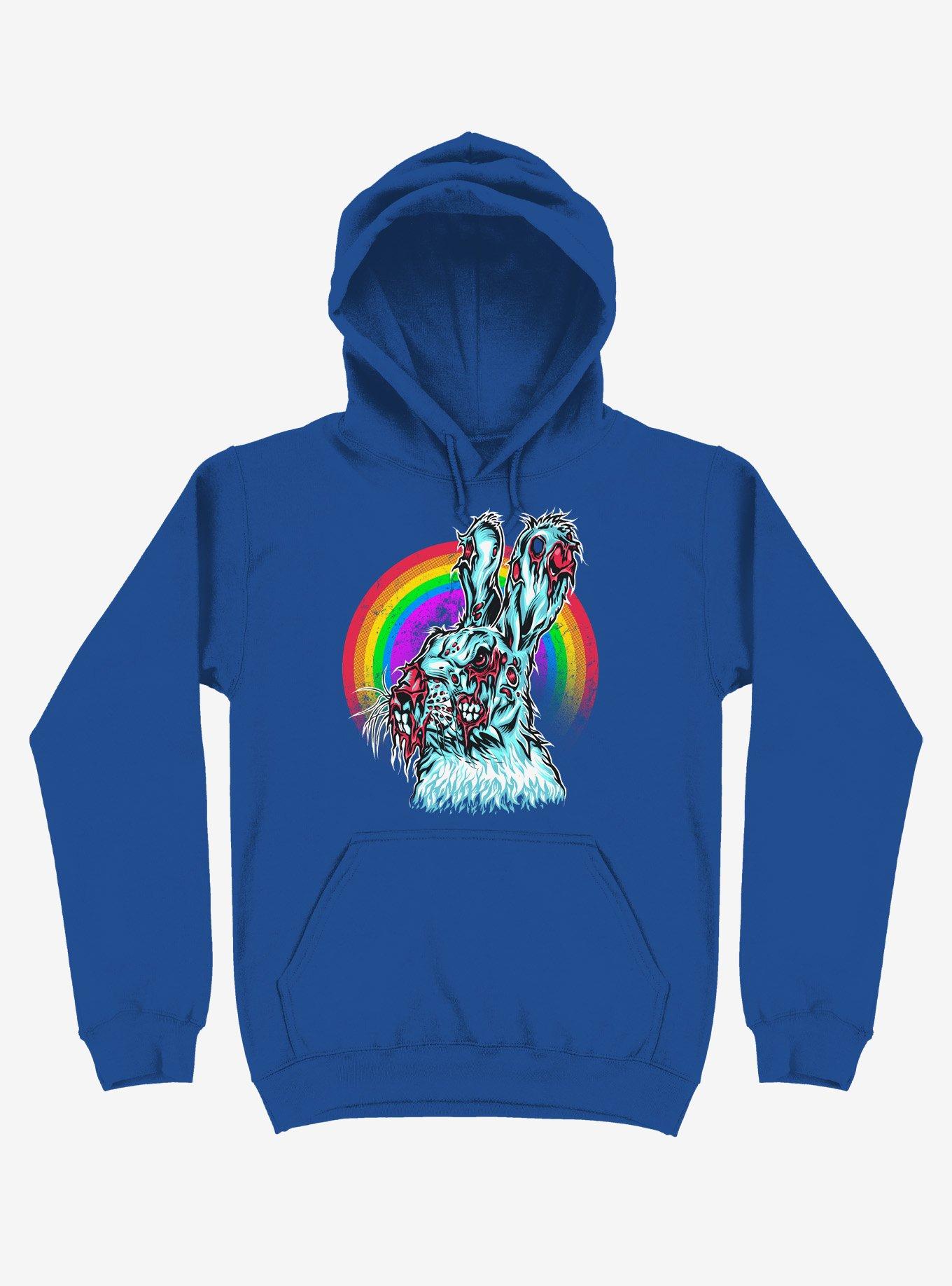 Zombie Blood Rainbow Rabbit Royal Blue Hoodie, ROYAL, hi-res