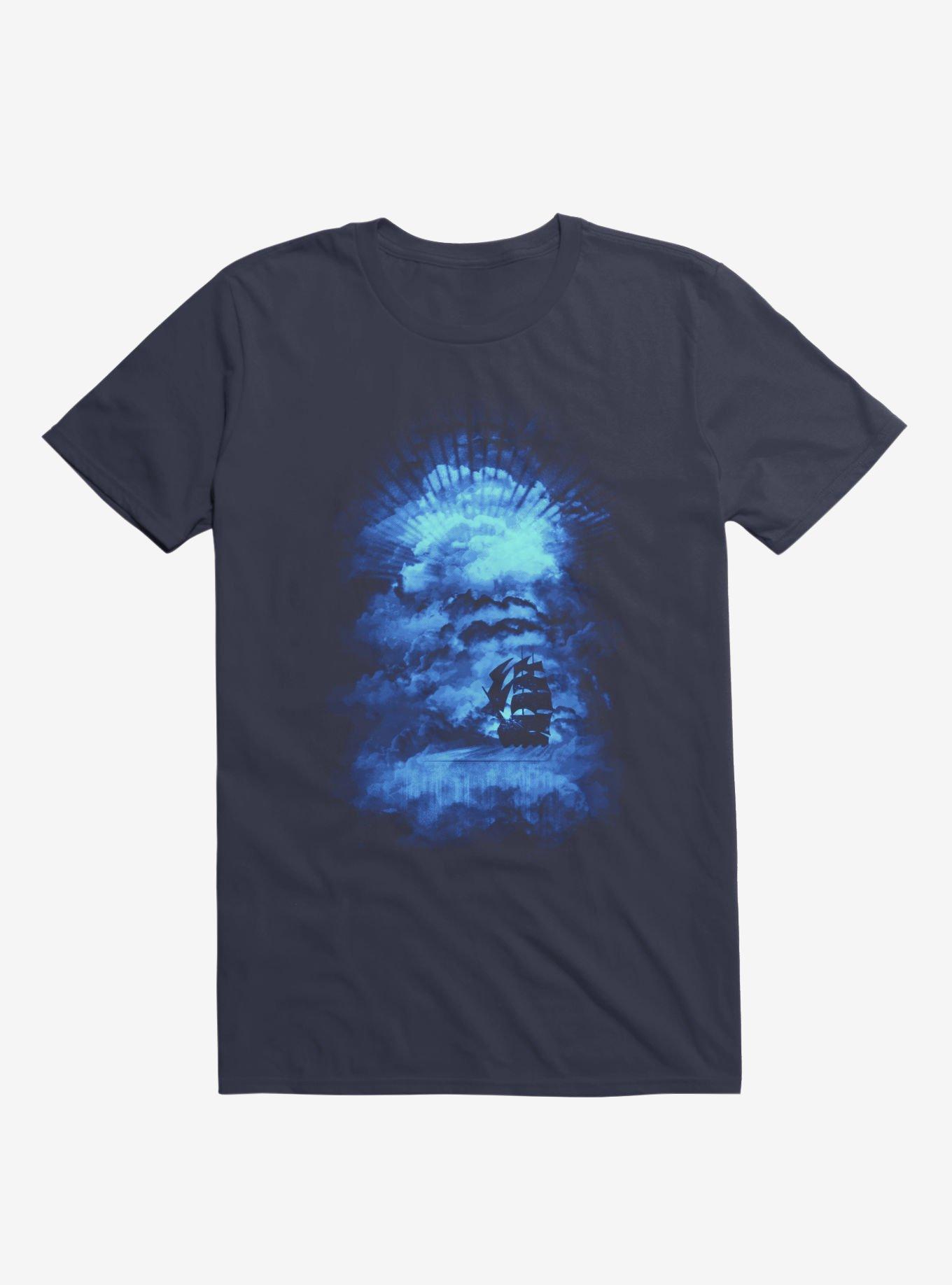 Ship Sailing To The End Of The Bright World Navy Blue T-Shirt, NAVY, hi-res