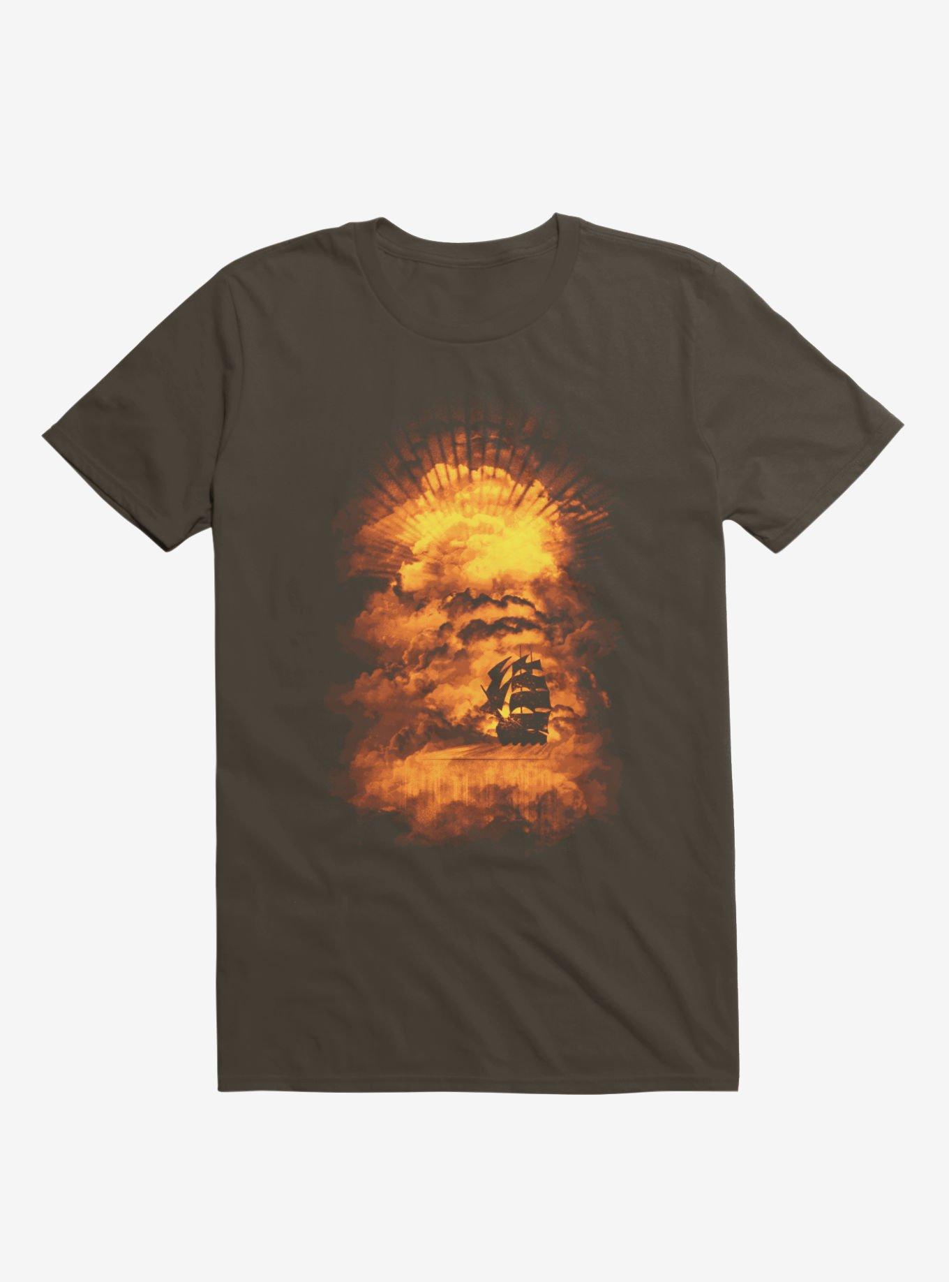 Ship Sailing To The End Of The World Brown T-Shirt, BROWN, hi-res