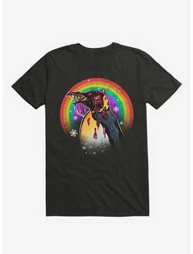 Zombie Blood Rainbow Penguin Black T-Shirt, , hi-res