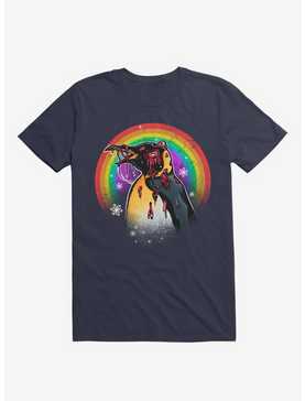 Zombie Blood Rainbow Penguin Navy Blue T-Shirt, , hi-res