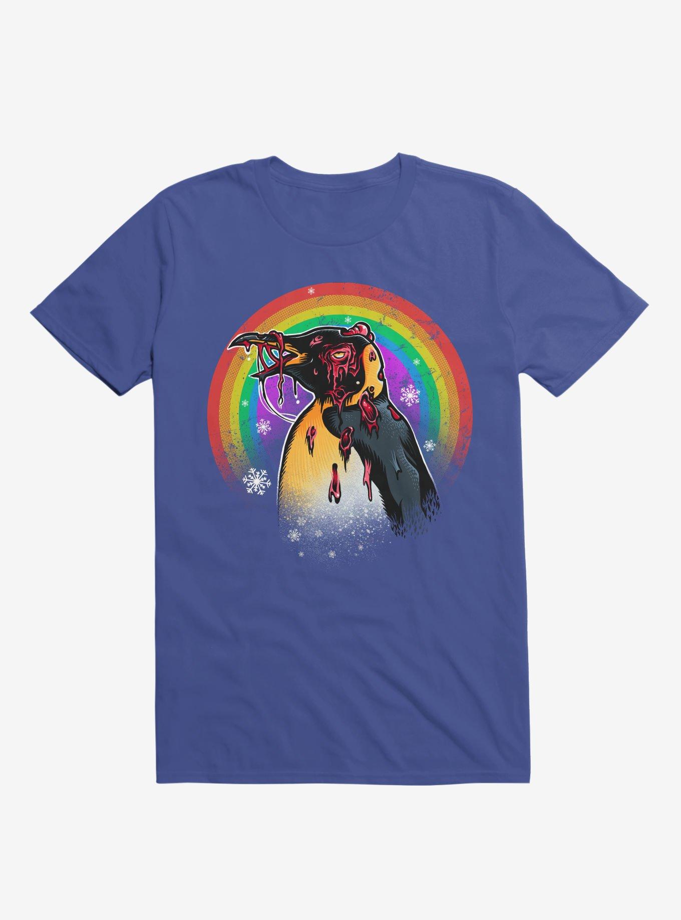 Zombie Blood Rainbow Penguin Royal Blue T-Shirt