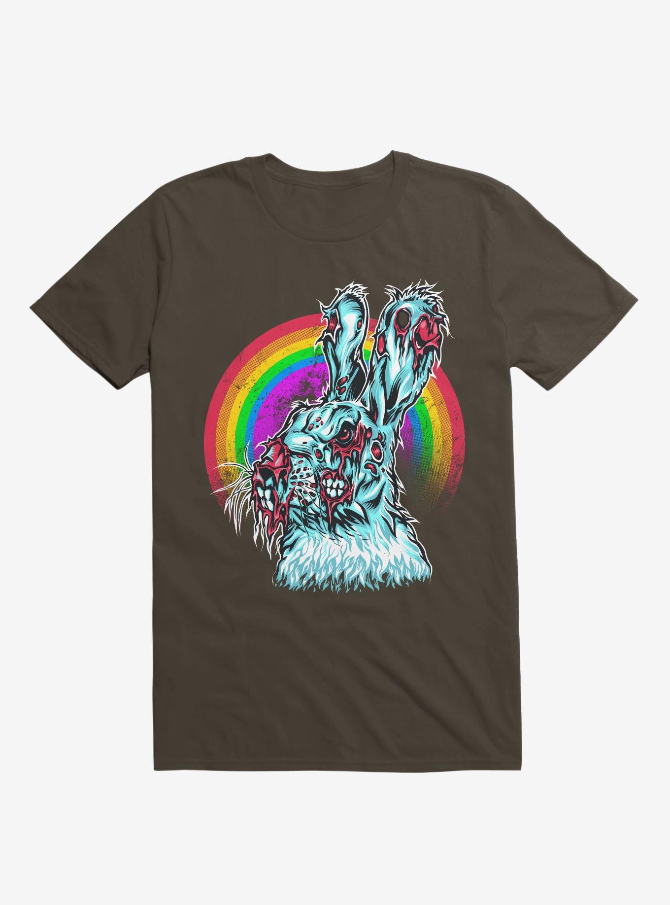 Zombie Blood Rainbow Rabbit Brown T-Shirt, BROWN, hi-res