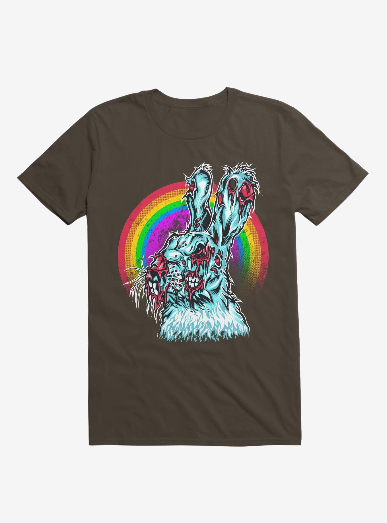 Zombie Blood Rainbow Rabbit Brown T-Shirt, , hi-res