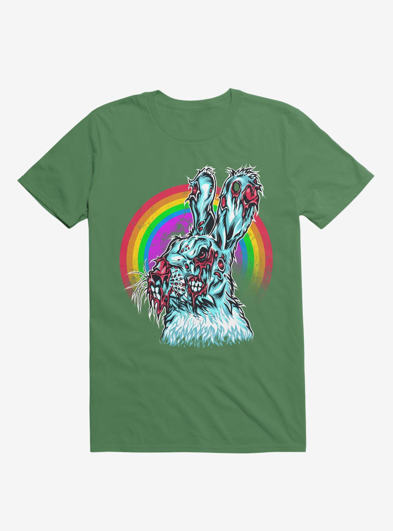 Zombie Blood Rainbow Rabbit Irish Green T-Shirt, , hi-res