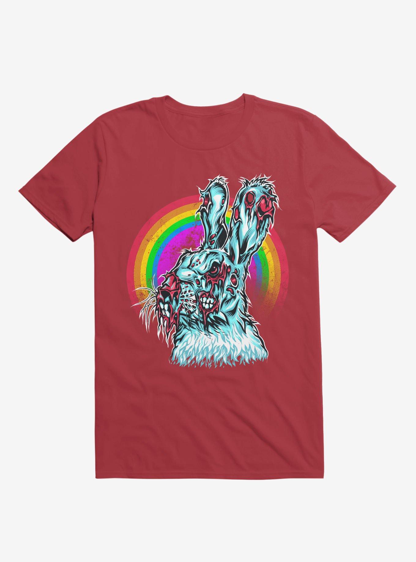 Zombie Blood Rainbow Rabbit Red T-Shirt, RED, hi-res