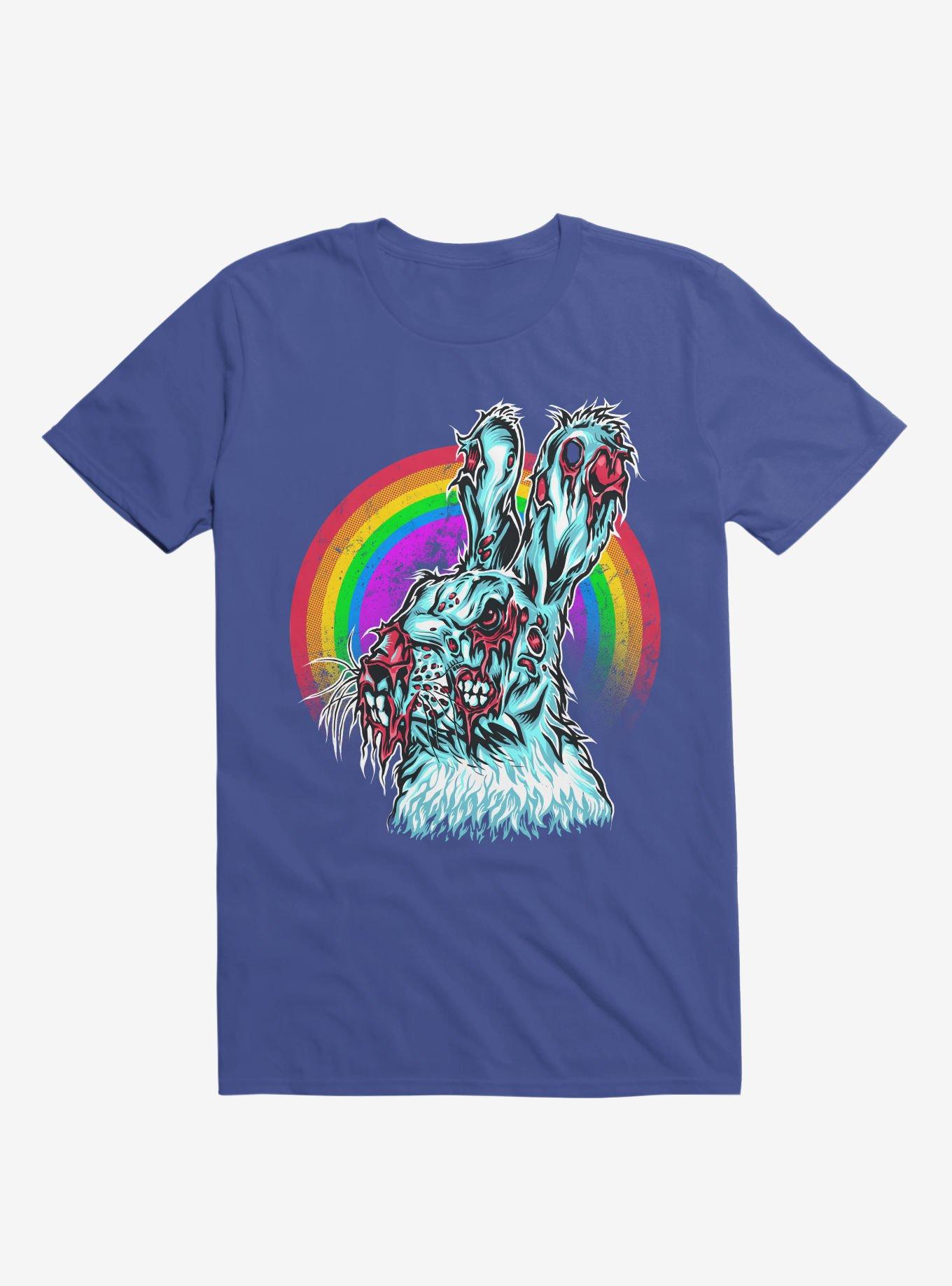 Zombie Blood Rainbow Rabbit Royal Blue T-Shirt, , hi-res