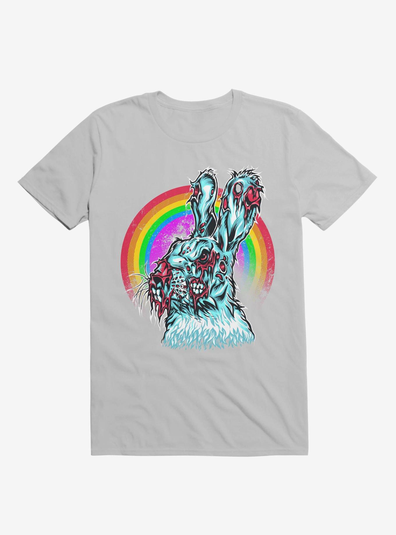 Zombie Blood Rainbow Rabbit Ice Grey T-Shirt, ICE GREY, hi-res