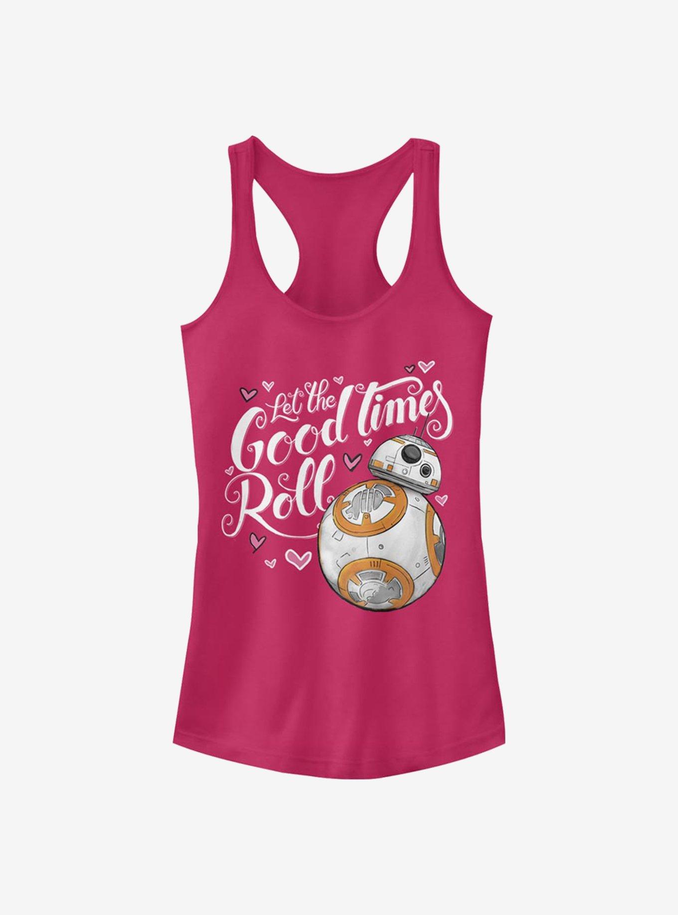 Star Wars Episode VII The Force Awakens BB-8 Good Times Heart Girls Tank, RASPBERRY, hi-res