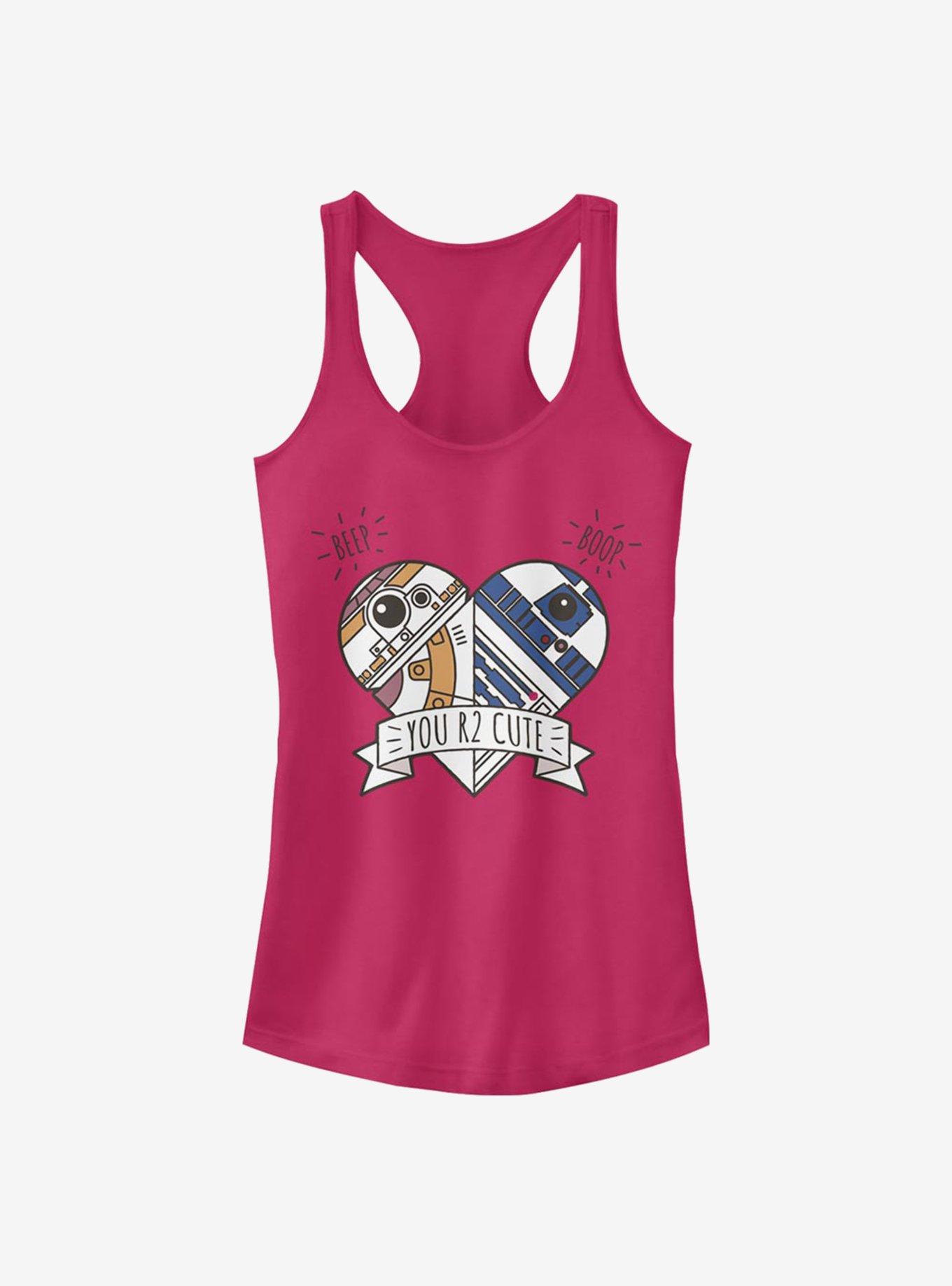 Star Wars Episode VII The Force Awakens BB-8 Heart R2-D2 Girls Tank, RASPBERRY, hi-res