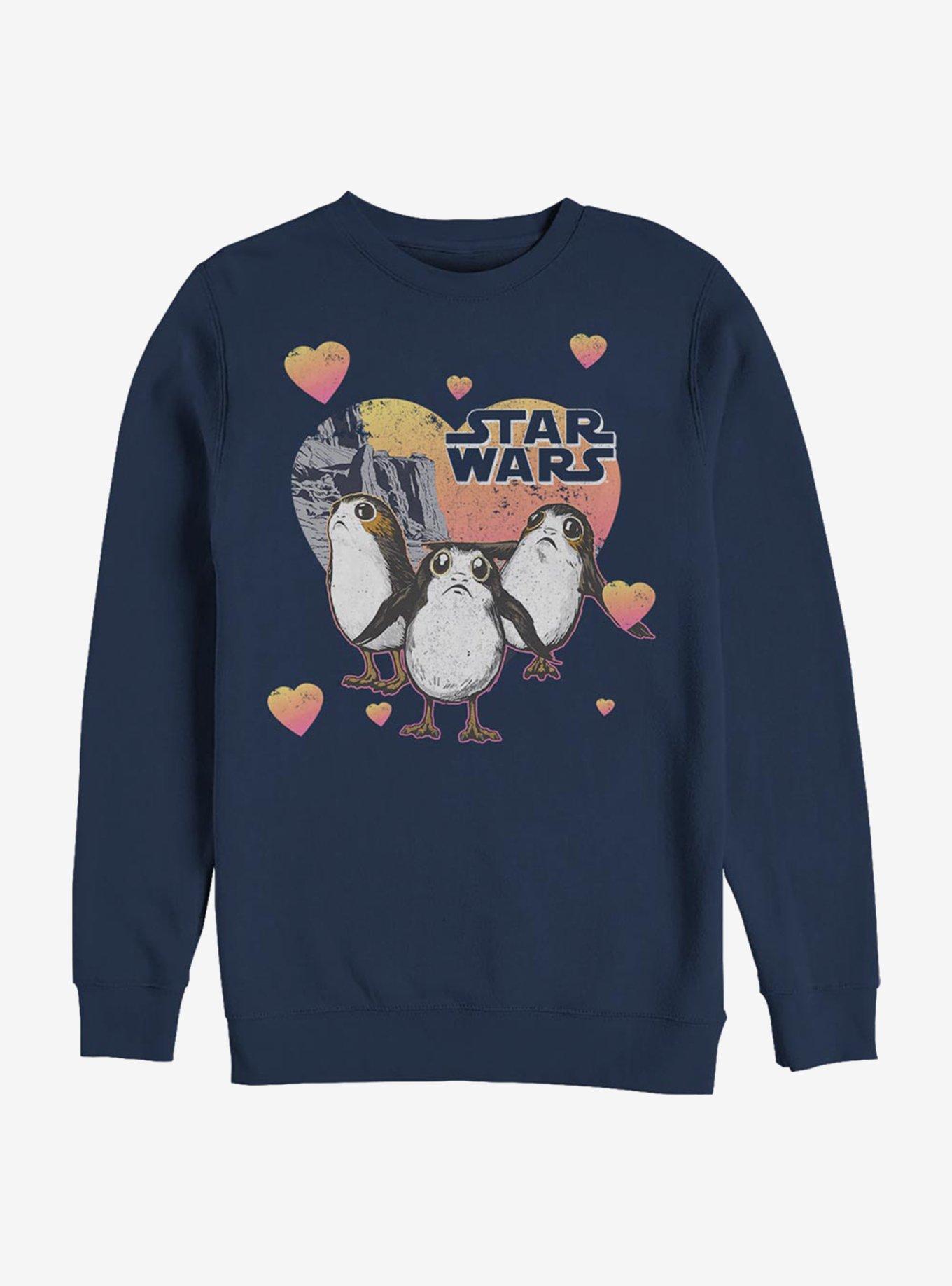 Star Wars Episode VIII The Last Jedi Porg Hearts Crew Sweatshirt, NAVY, hi-res