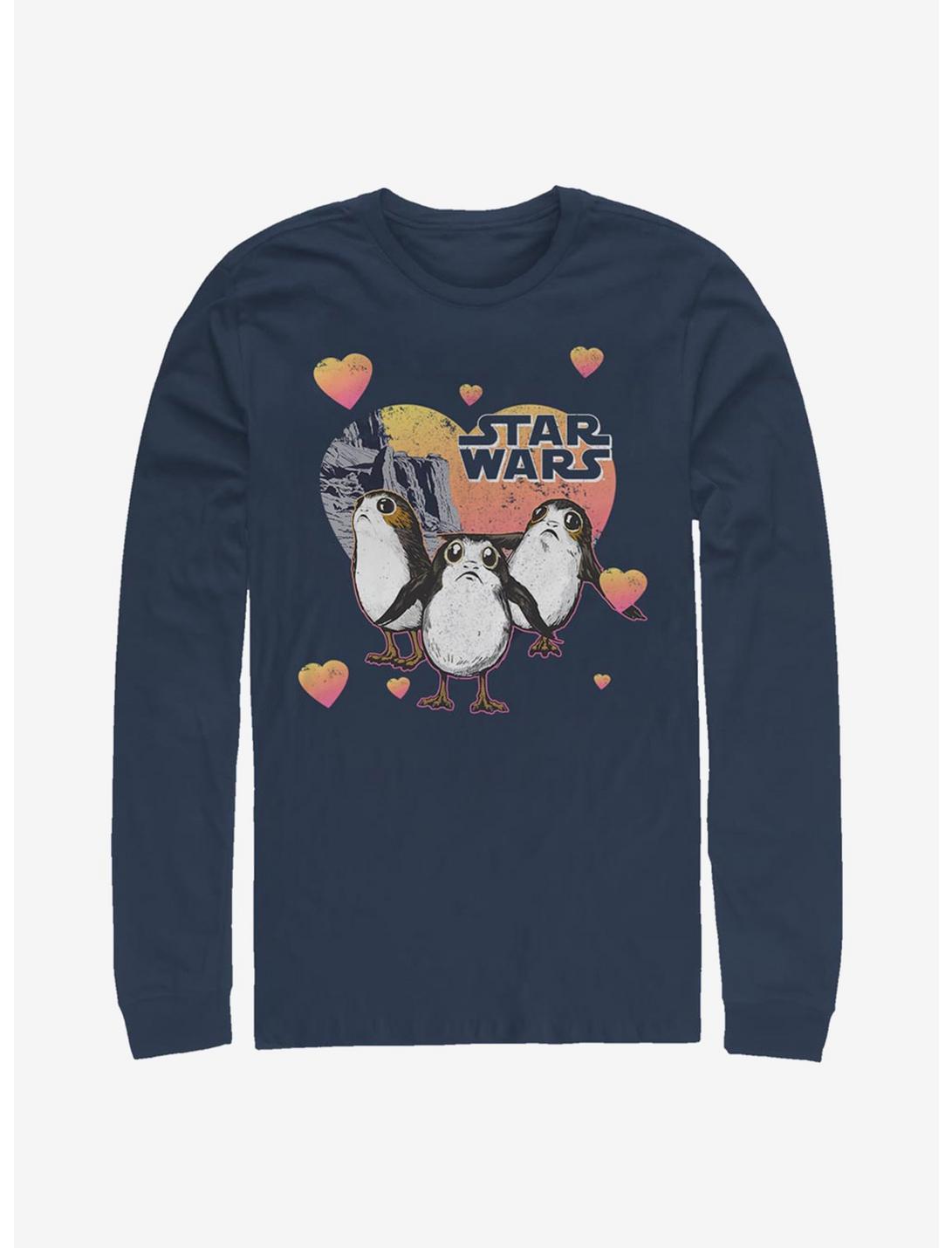 Star Wars Episode VIII The Last Jedi Porg Hearts Long-Sleeve T-Shirt, NAVY, hi-res