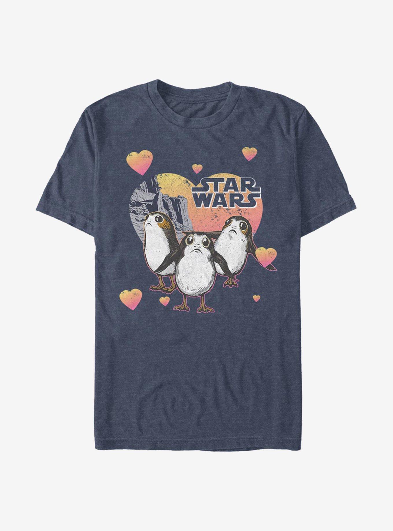 Star Wars Episode VIII The Last Jedi Porg Hearts T-Shirt, NAVY HTR, hi-res