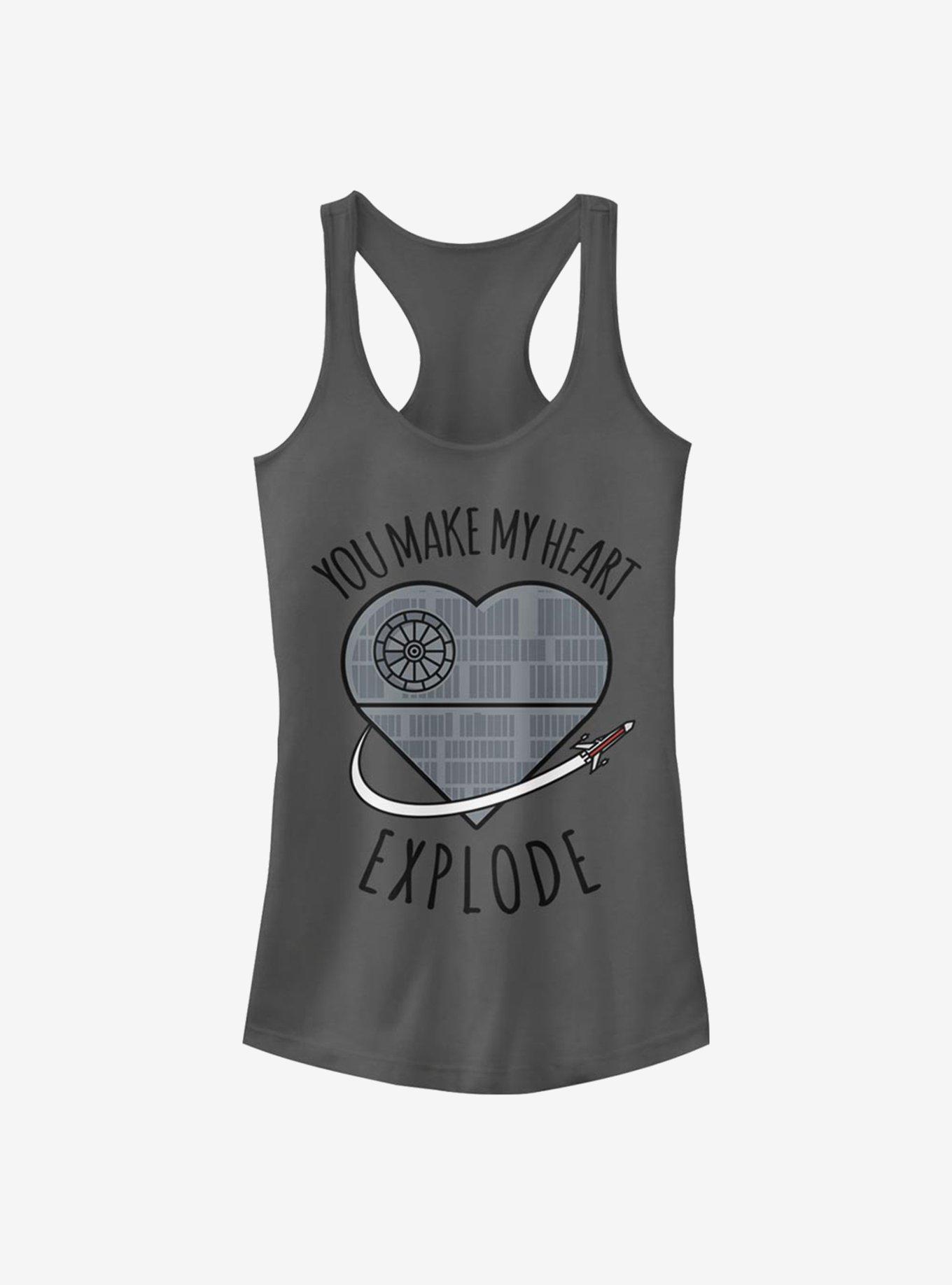 Star Wars Heart Explode Death Star Girls Tank, CHARCOAL, hi-res