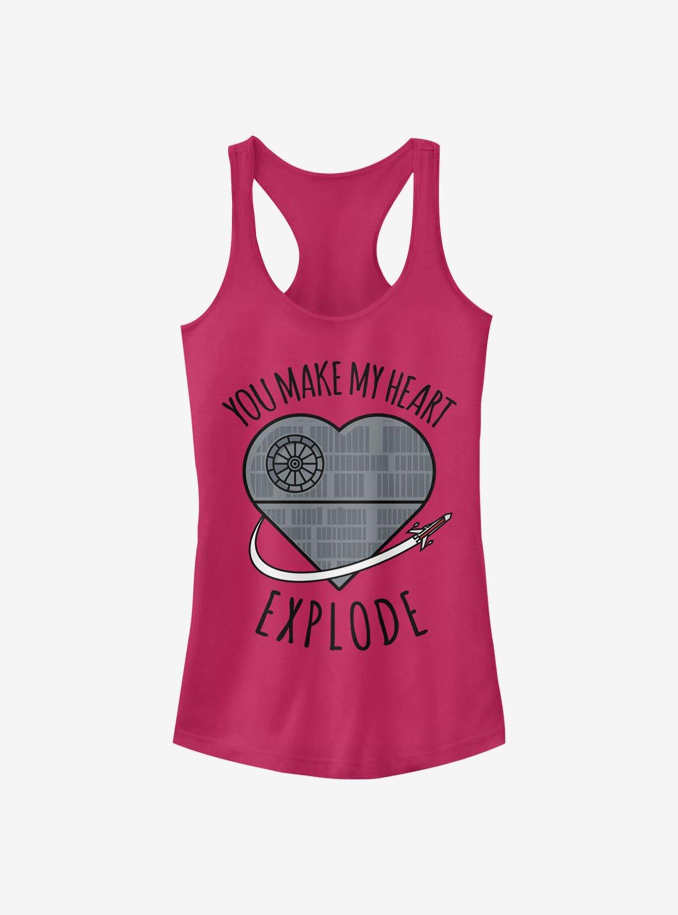 Star Wars Heart Explode Death Star Girls Tank, RASPBERRY, hi-res