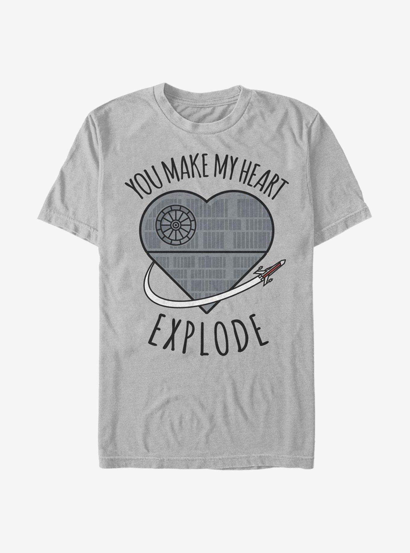 Star Wars Heart Explode Death Star T-Shirt, SILVER, hi-res