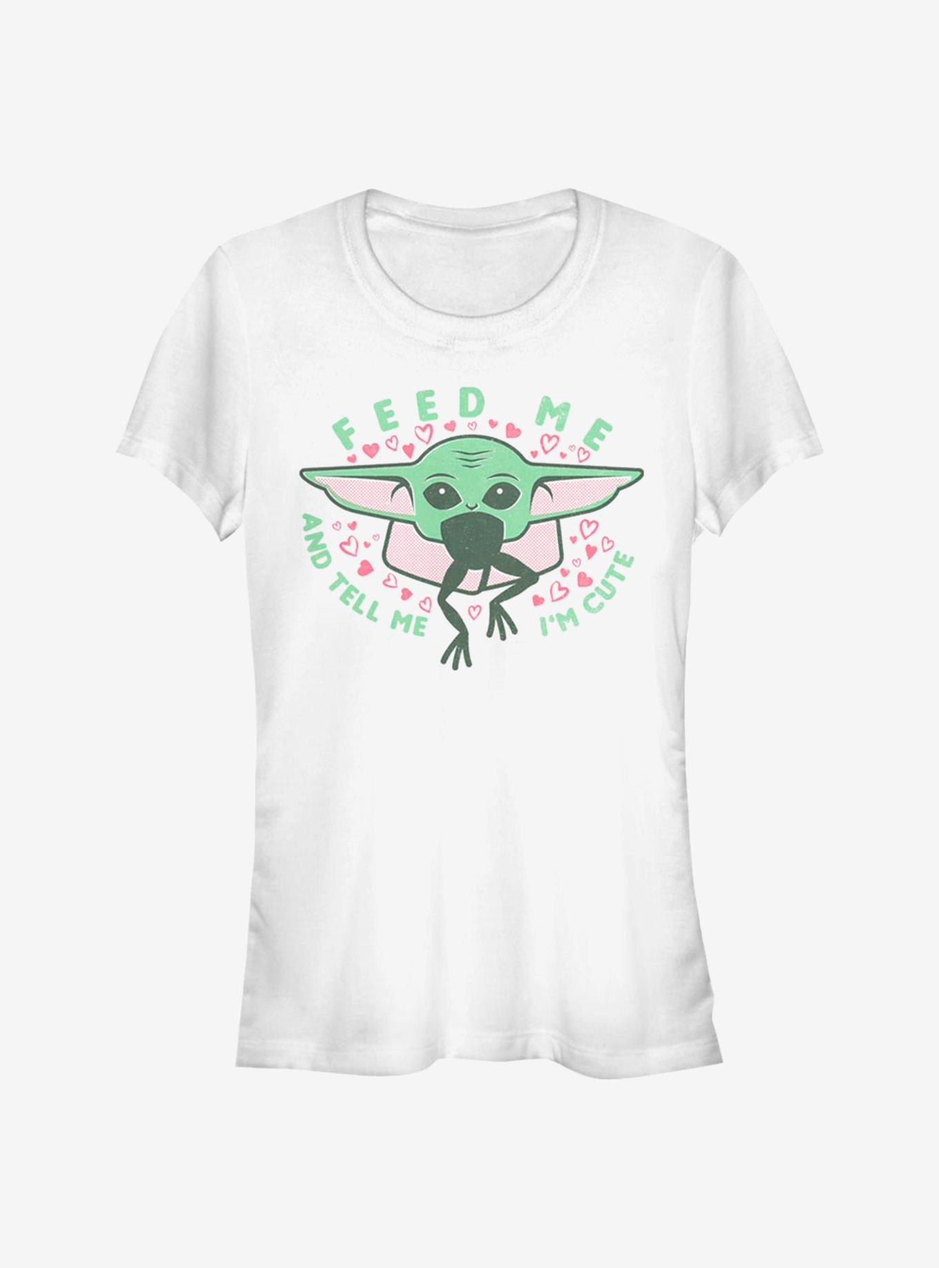 Star Wars The Mandalorian Feed Me And Tell Me I'm Cute The Child Girls T-Shirt, WHITE, hi-res