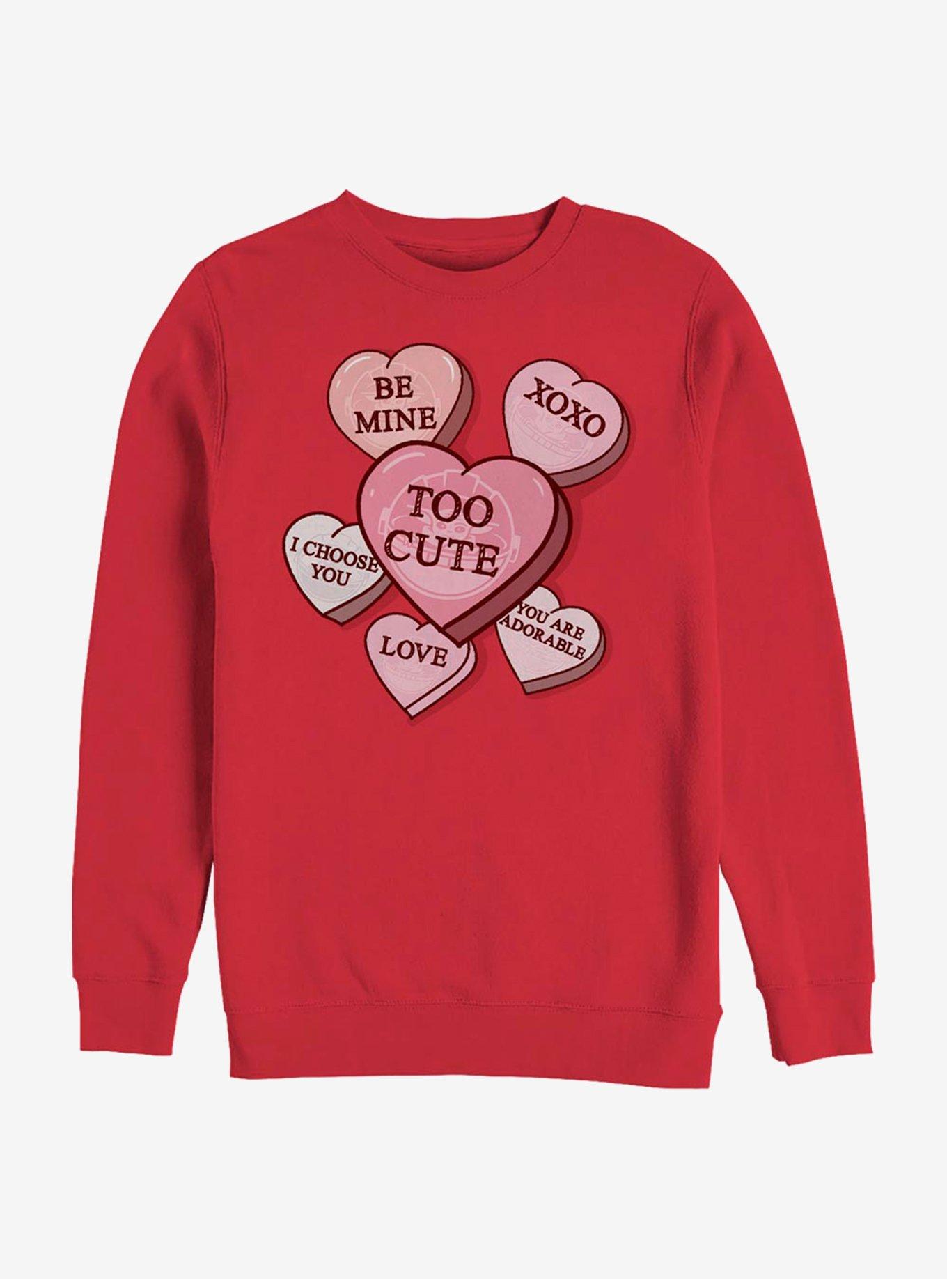 Star Wars The Mandalorian The Child Candy Hearts Crew Sweatshirt, RED, hi-res