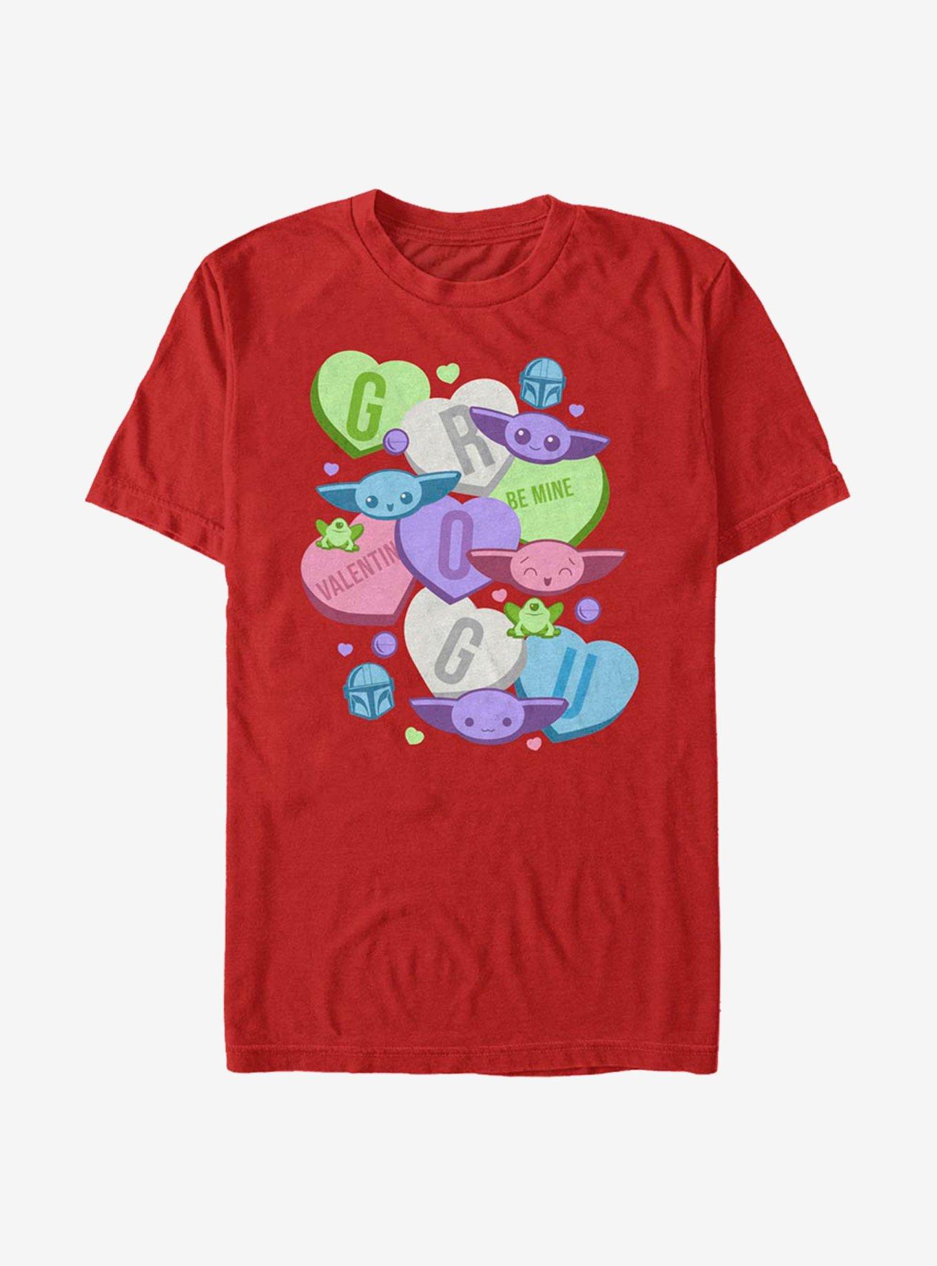 Star Wars The Mandalorian Grogu Hearts T-Shirt, RED, hi-res