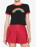 Rainbow Girls Crop Ringer T-Shirt, MULTI, hi-res