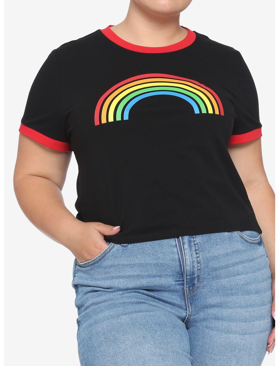 Rainbow Girls Crop Ringer T-Shirt Plus Size, MULTI, hi-res