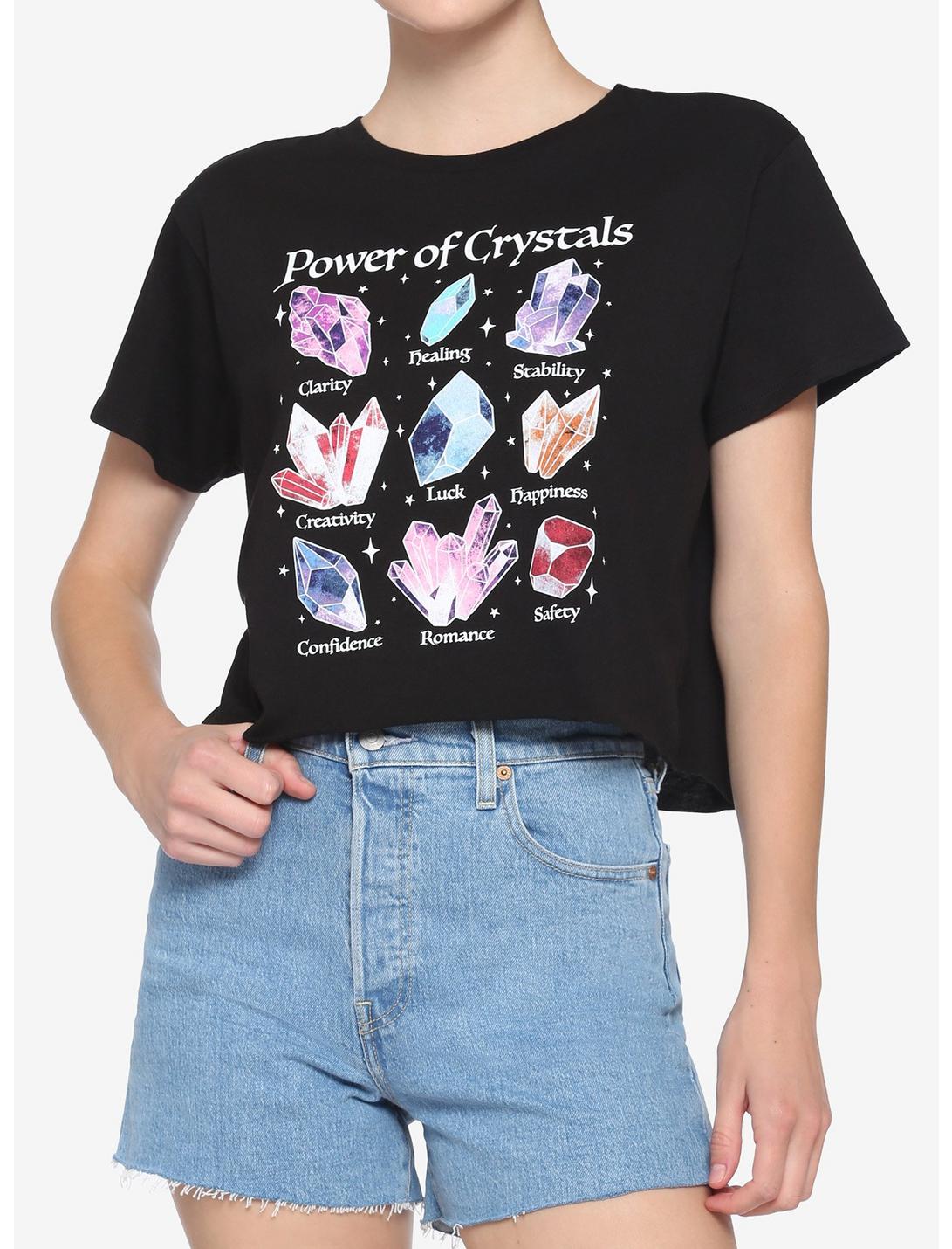 Power Of Crystals Girls Boxy Crop T-Shirt, BLACK, hi-res