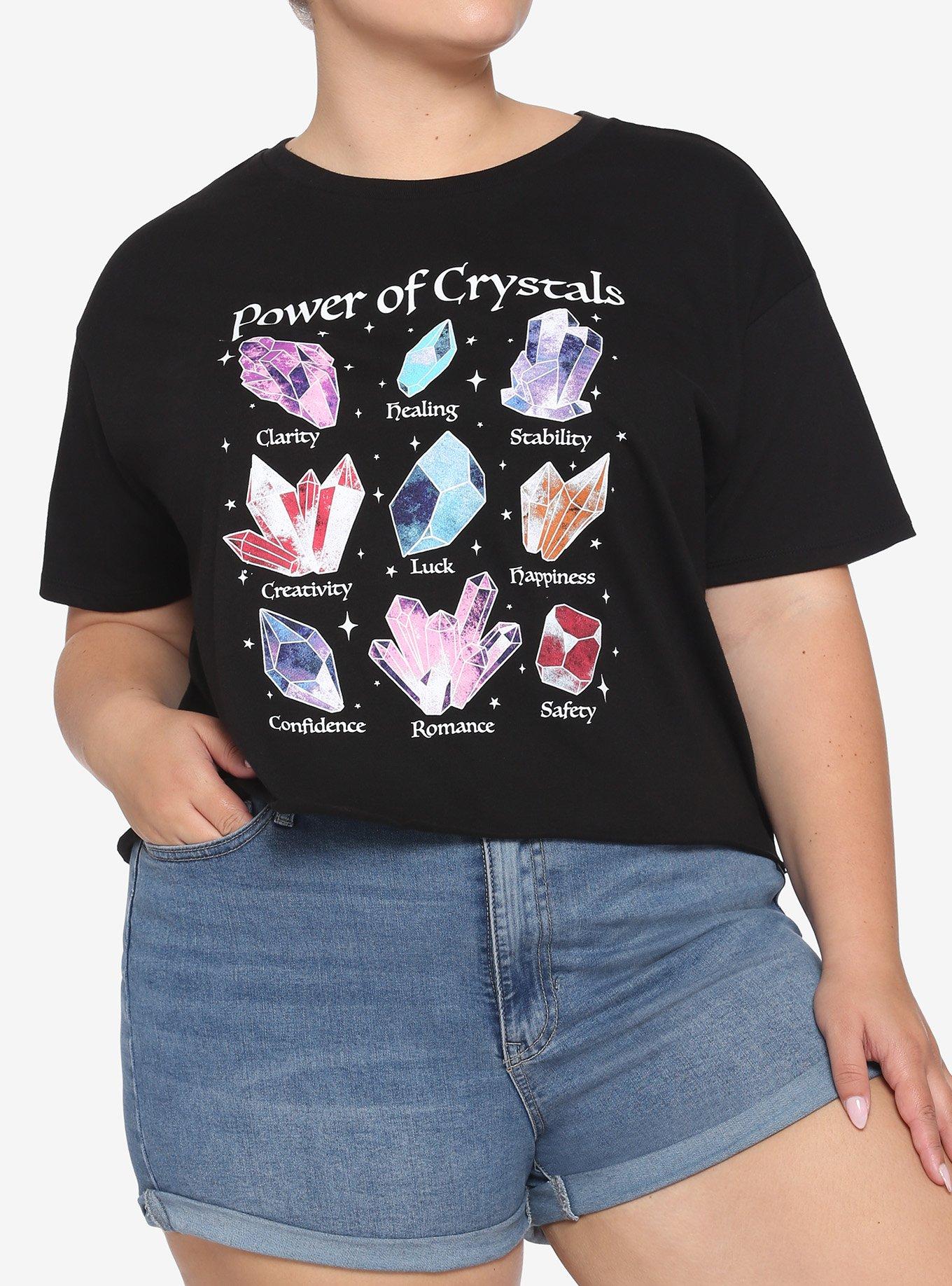 Power Of Crystals Girls Boxy Crop T-Shirt Plus Size, BLACK, hi-res