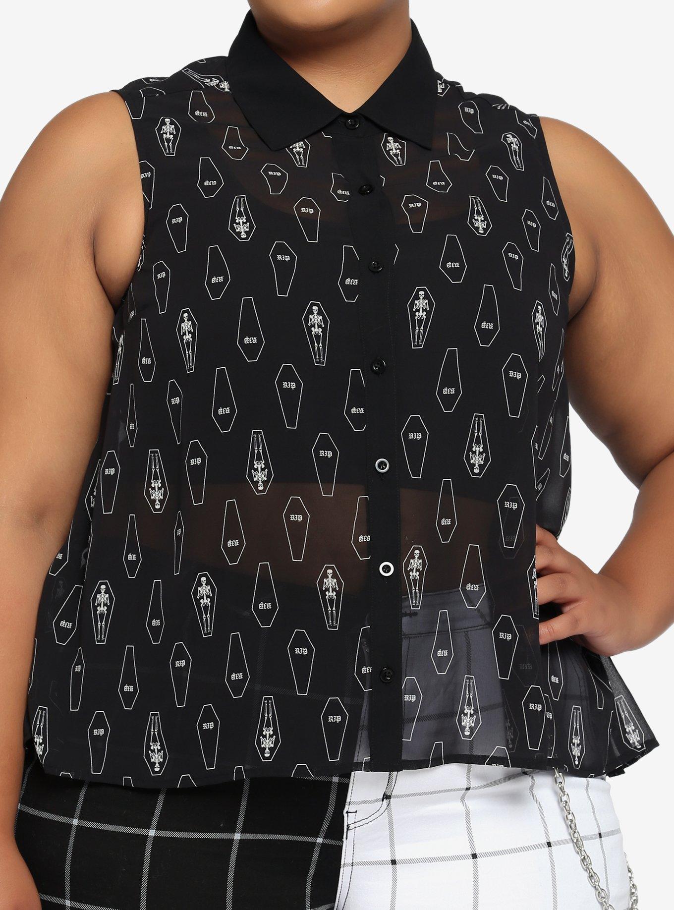 Coffin Hi-Low Girls Woven Tank Top Plus Size, BLACK, hi-res