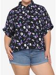 Cosmic Crystal Butterfly Boxy Girls Crop Woven Button-Up Plus Size, MULTI, hi-res