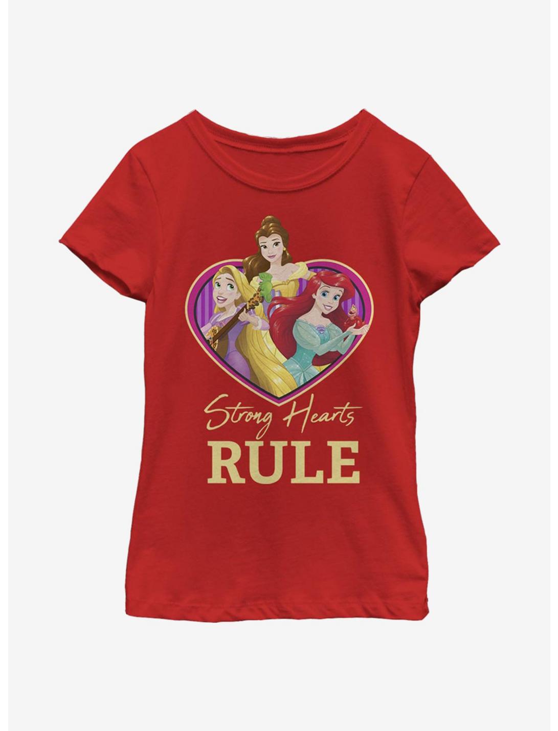 Disney Princesses Strong Hearts Rule Youth Girls T-Shirt, RED, hi-res