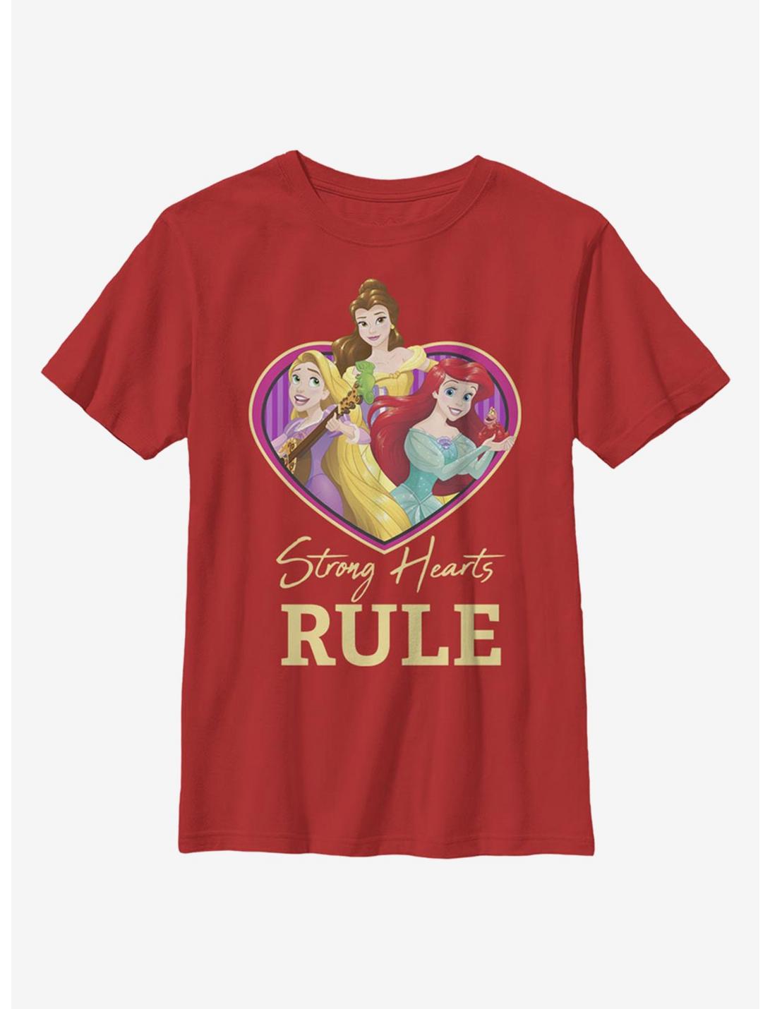 Disney Princesses Strong Hearts Rule Youth T-Shirt, RED, hi-res