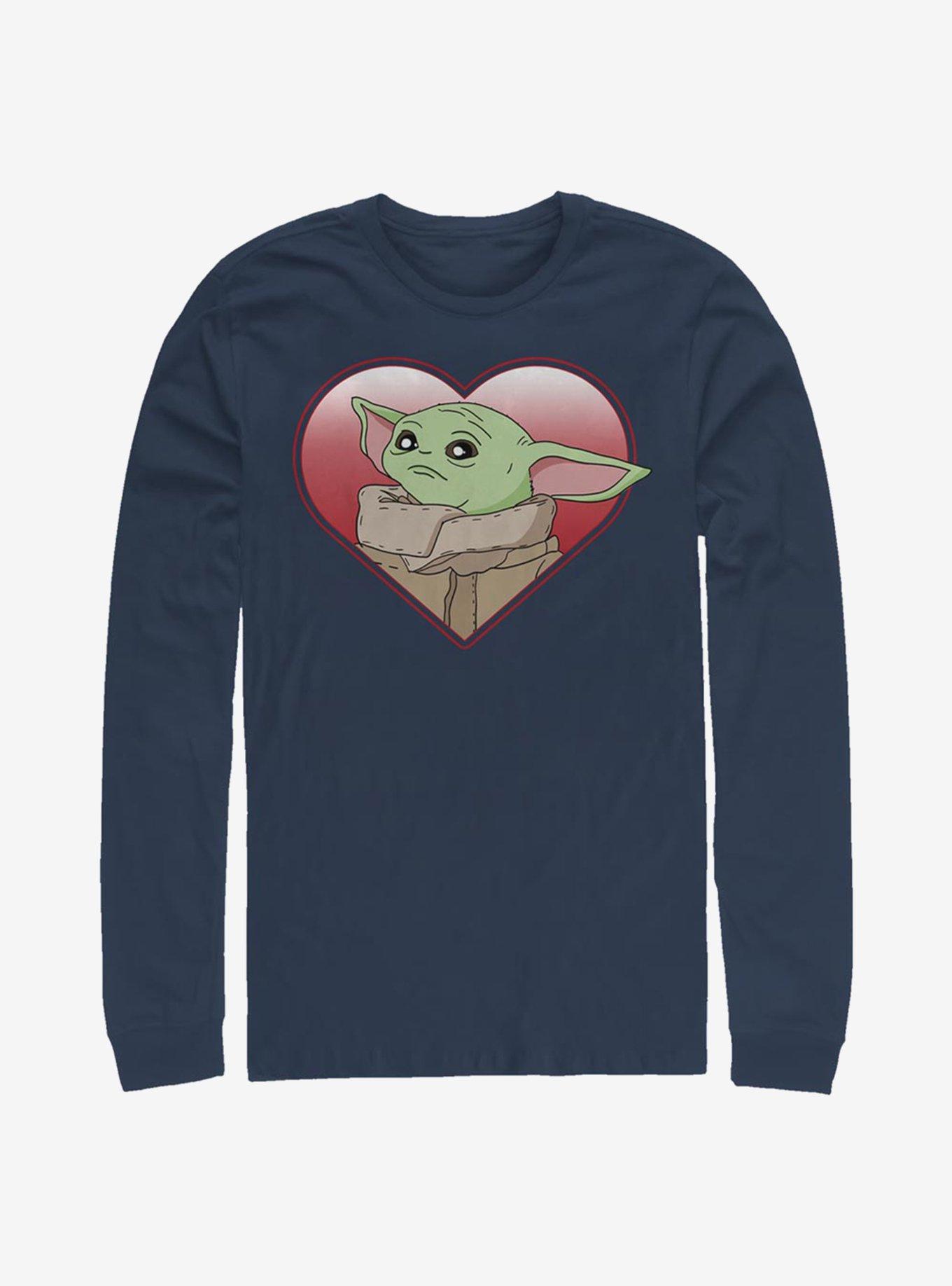 Star Wars The Mandalorian Heart Yoda Long-Sleeve T-Shirt, NAVY, hi-res