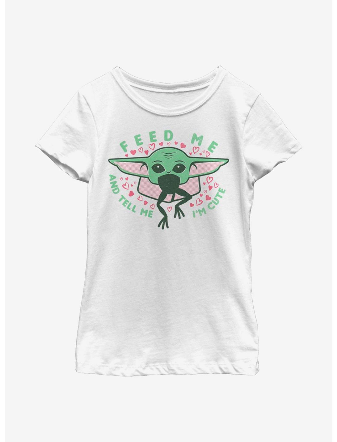 Star Wars The Mandalorian The Child Feed Me And Tell Me I'm Cute Youth Girls T-Shirt, WHITE, hi-res