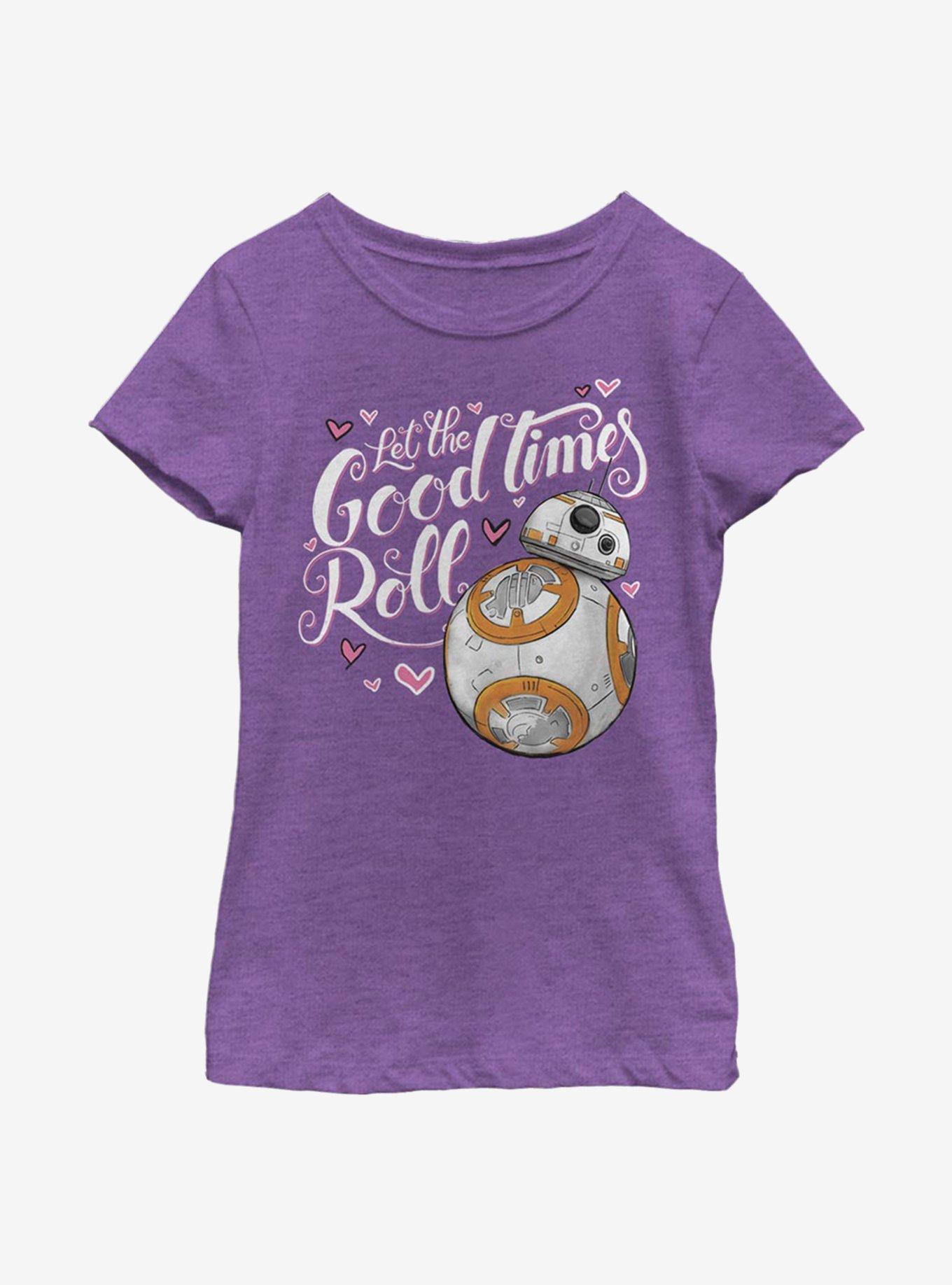 Star Wars Good Times Heart Youth Girls T-Shirt, PURPLE BERRY, hi-res