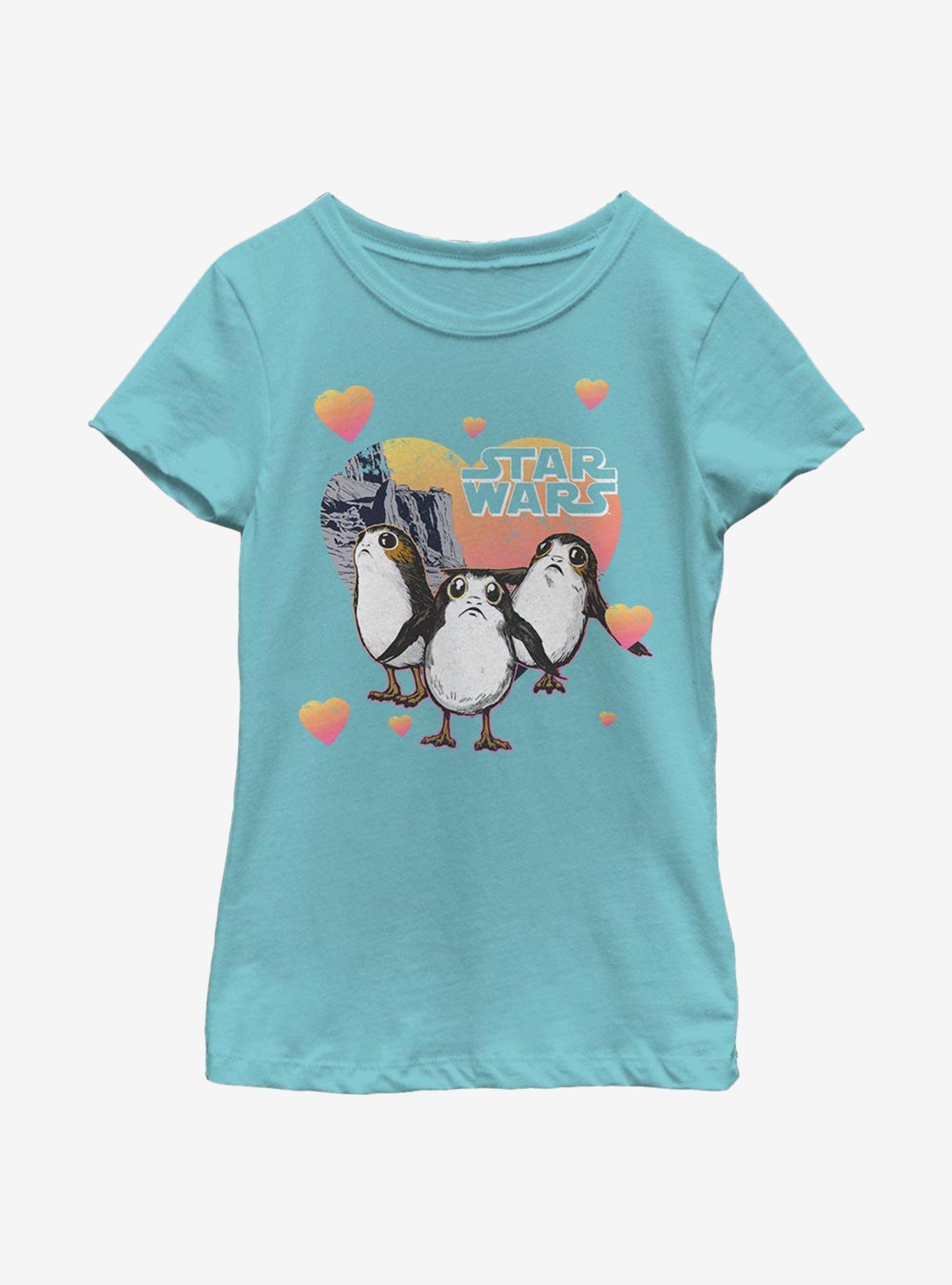 Star Wars Porg Hearts Youth Girls T-Shirt, TAHI BLUE, hi-res