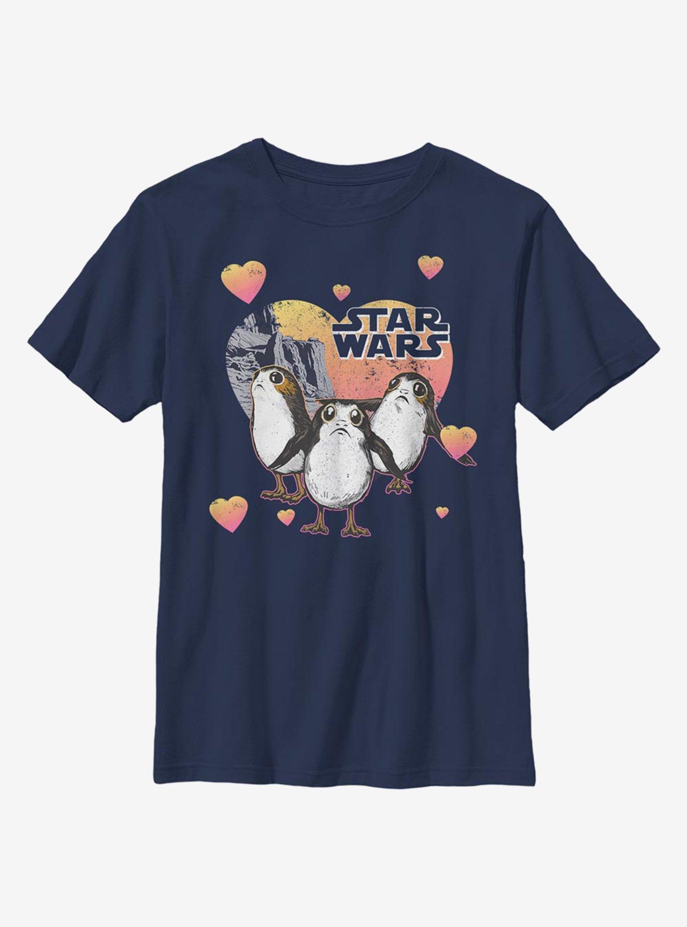 Star Wars Porg Hearts Youth T-Shirt, NAVY, hi-res