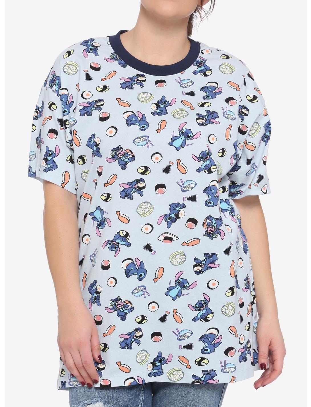Disney Lilo & Stitch Sushi Print Oversized T-Shirt Plus Size, MULTI, hi-res